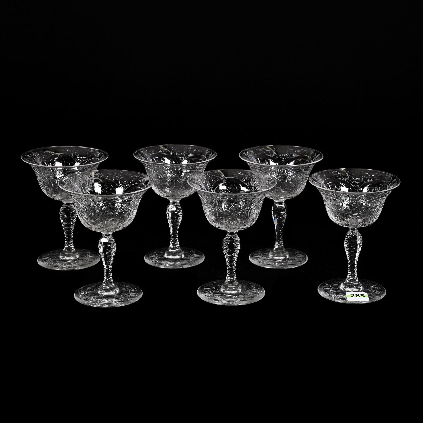 (6) Champagne Stems, American Brilliant Cut Glass, Signed Hawkes (1 of 3)