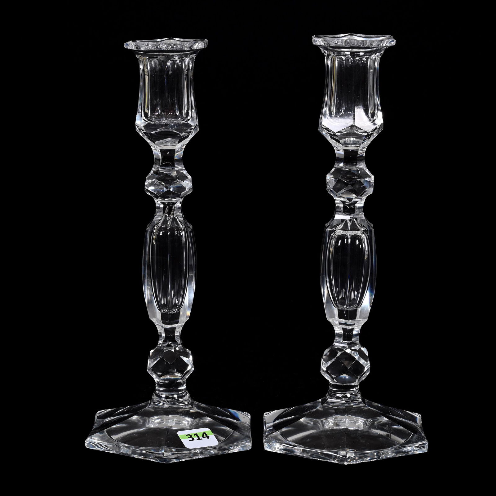Pair Candlesticks, Val St. Lambert, Sibour Pattern (1 of 3)