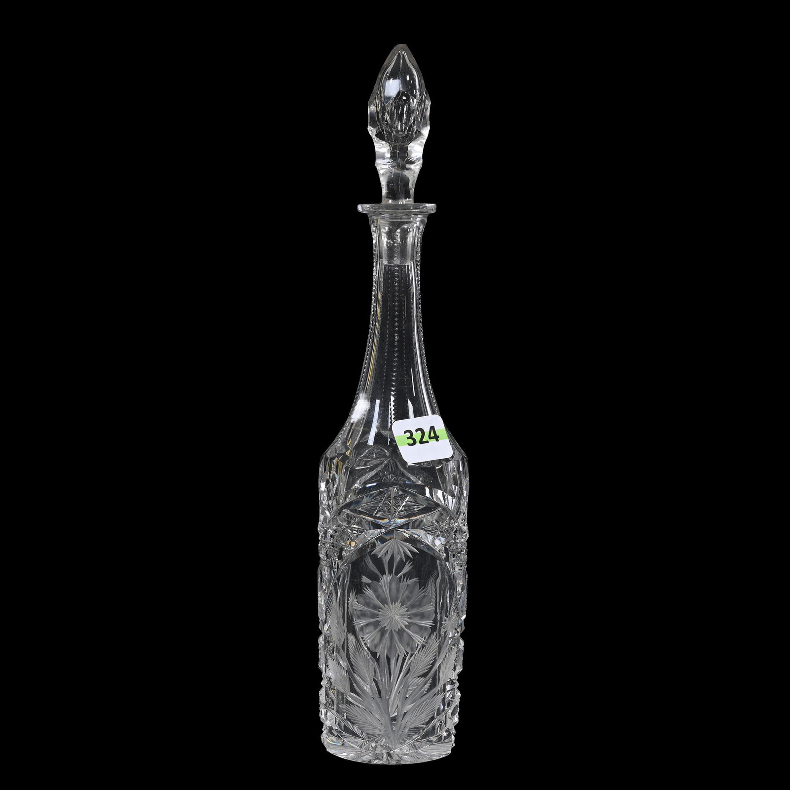 Sauce Bottle, American Brilliant Cut Glass, Signed J. Hoare Nassau Pattern (1 of 3)