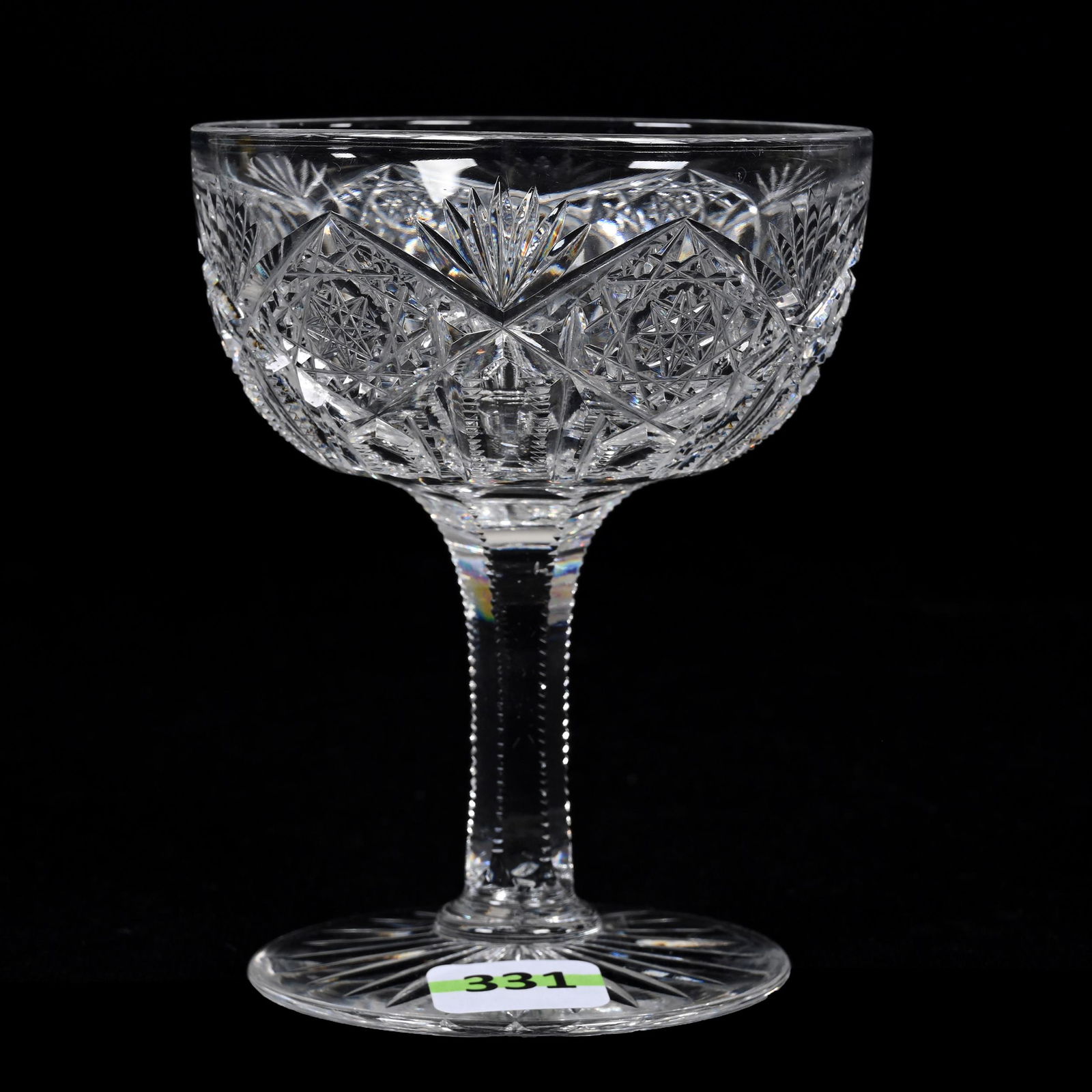 Champagne Stem, American Brilliant Cut Glass, Signed J. Hoare Hindoo Pattern (1 of 3)