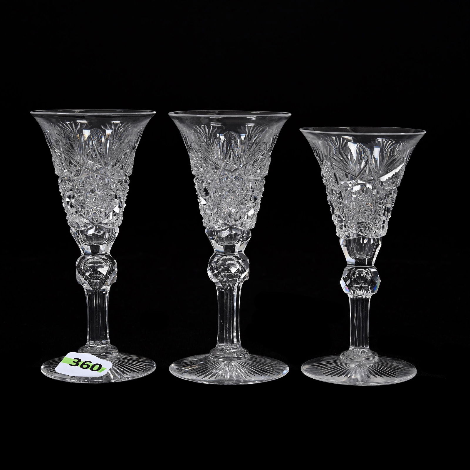 (3) Sherry Stems, American Brilliant Cut Glass, Electra Pattern By Straus (1 of 3)