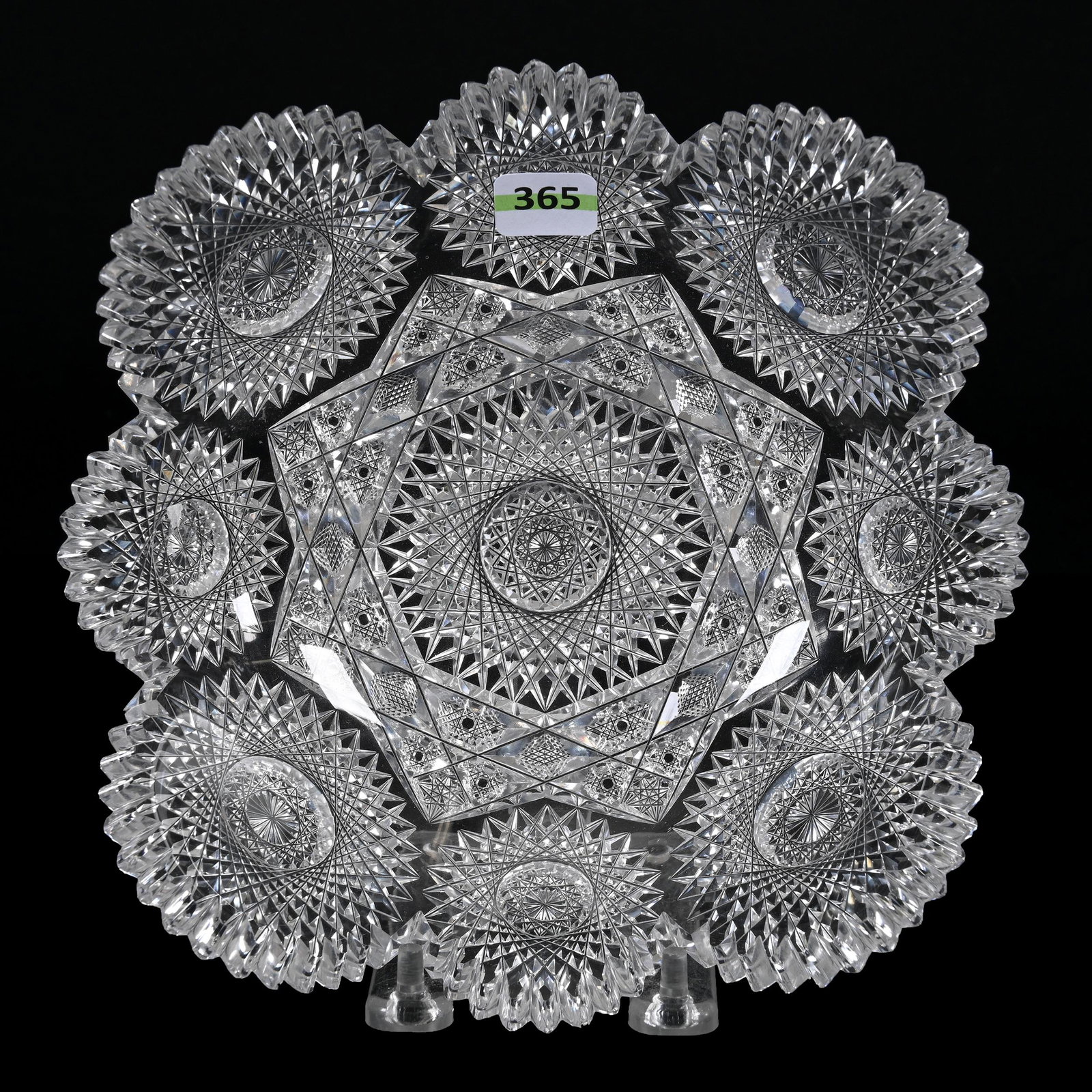 Square Bowl, American Brilliant Cut Glass, Star Pattern By Meriden (1 of 3)