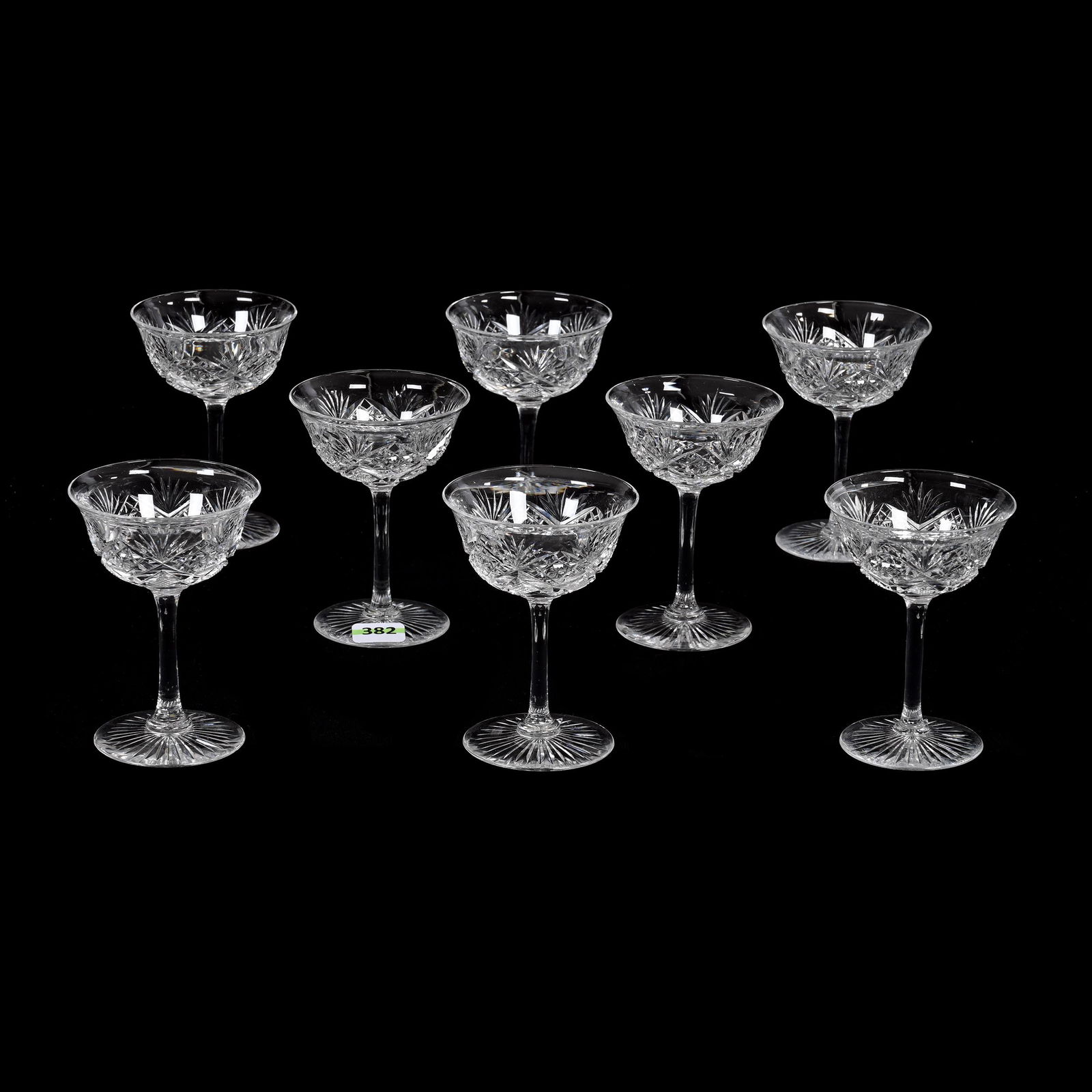 (8) Cocktail Stems, American Brilliant Cut Glass, Signed Hawkes (1 of 3)