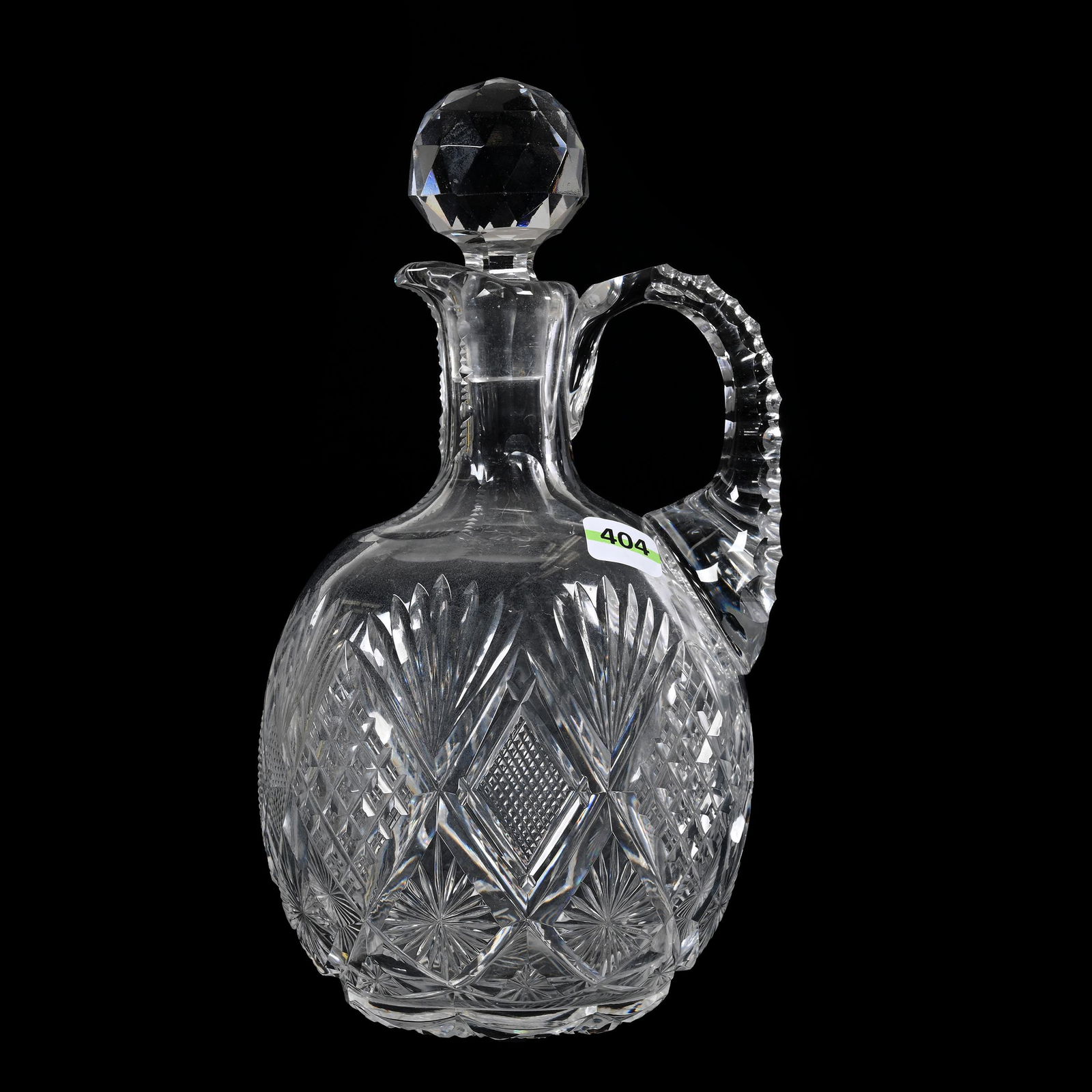 Handled Decanter, American Brilliant Cut Glass, Harvard Pattern By Libbey (1 of 3)