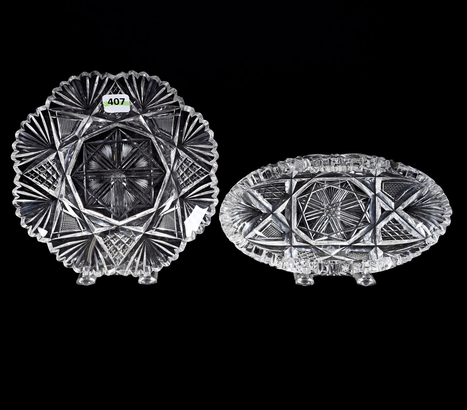 (2) American Brilliant Cut Glass Items, Harvard Pattern By Libbey (1 of 7)