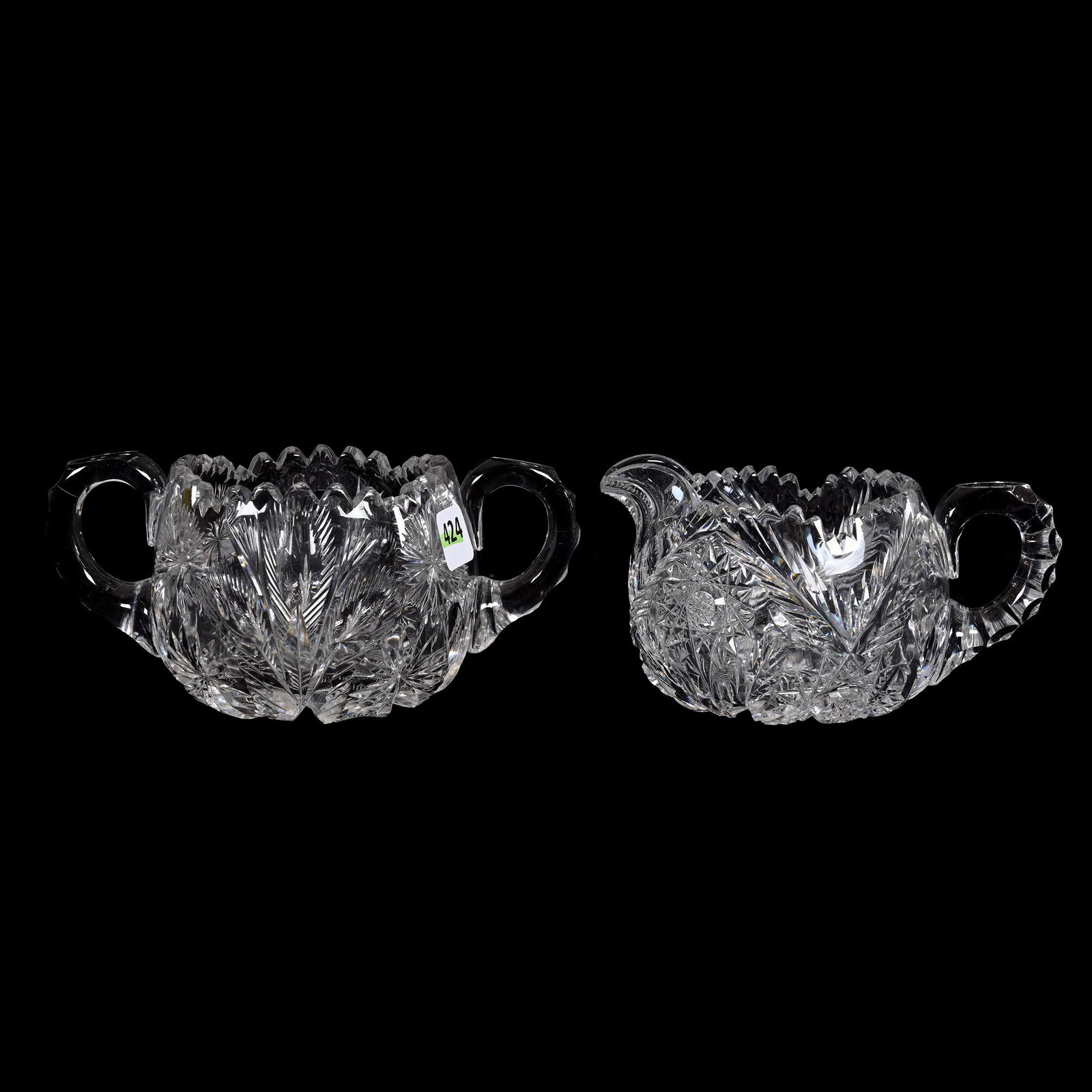 Creamer & Sugar, American Brilliant Cut Glass, Both Signed Libbey (1 of 3)