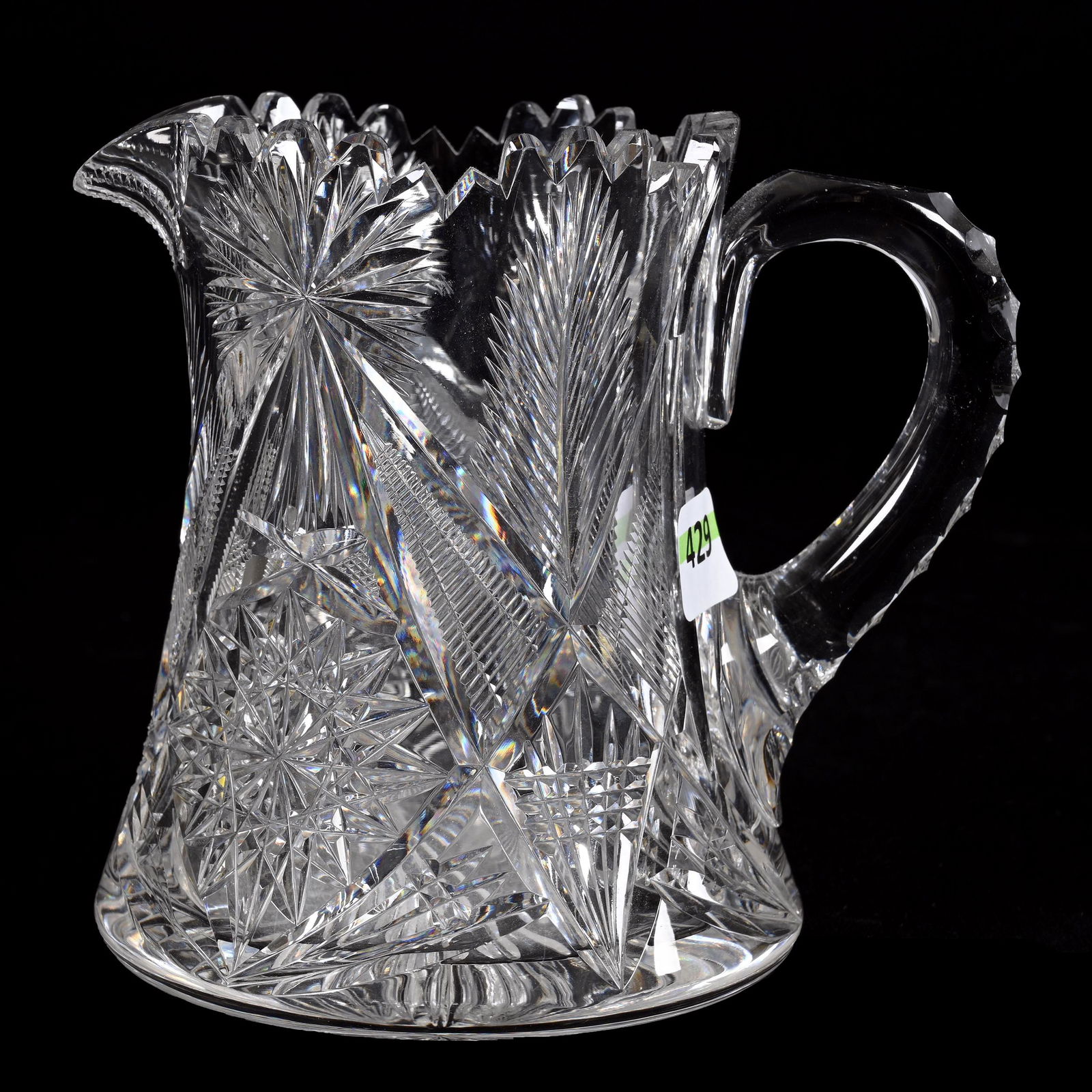 Milk Pitcher, American Brilliant Cut Glass, Signed Libbey (1 of 4)
