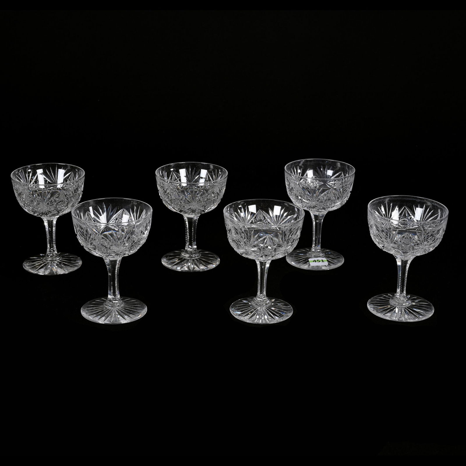 (6) Champagne Stems, American Brilliant Cut Glass (1 of 4)