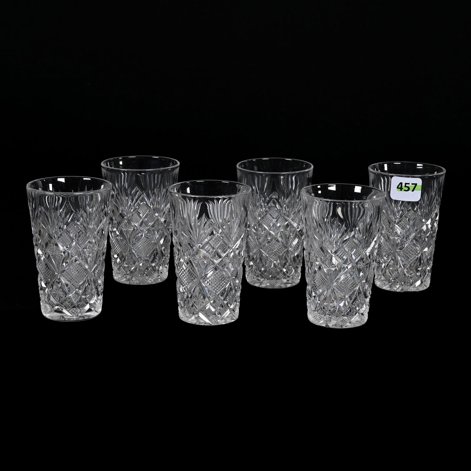 (6) Juice Glasses, American Brilliant Cut Glass, Venetian Pattern By Straus (1 of 3)