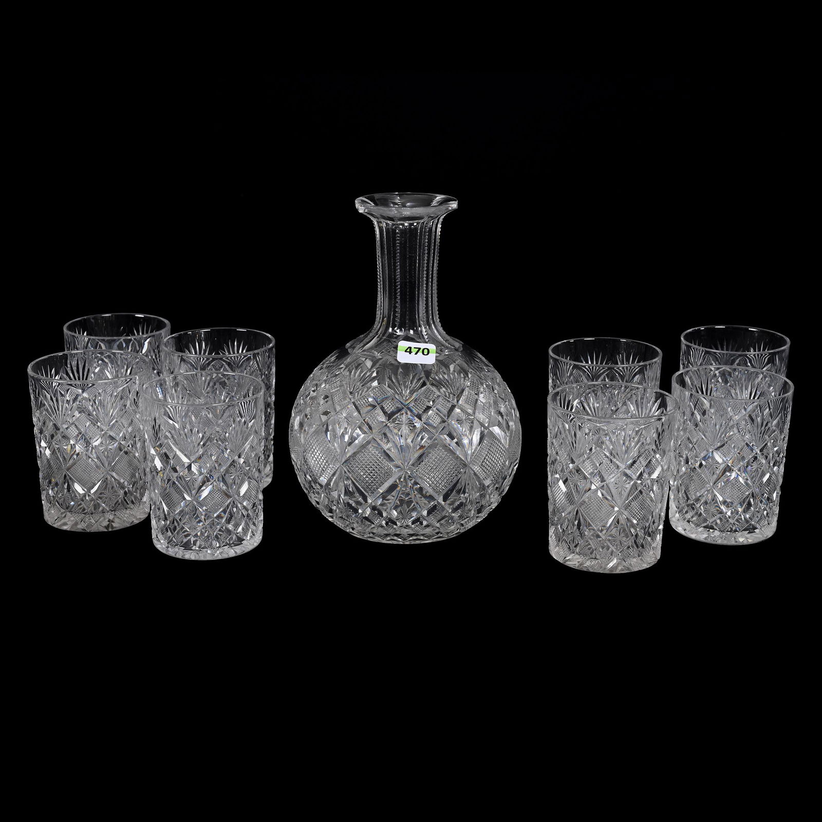 Carafe & Tumbler Set, American Brilliant Cut Glass, Venetian By Straus (1 of 3)