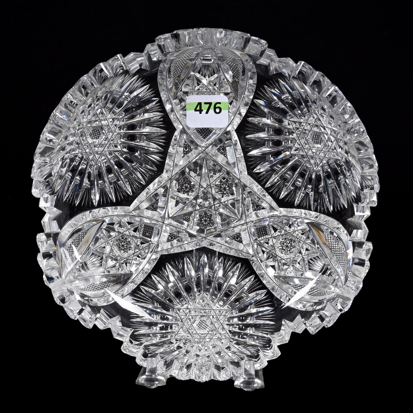 Low Bowl, American Brilliant Cut Glass, Empress By Pitkin & Brooks: Low Bowl, American Brilliant Cut Glass, Empress By Pitkin & Brooks, 7", Sizable Tooth Chip, Patricia Finley Collection