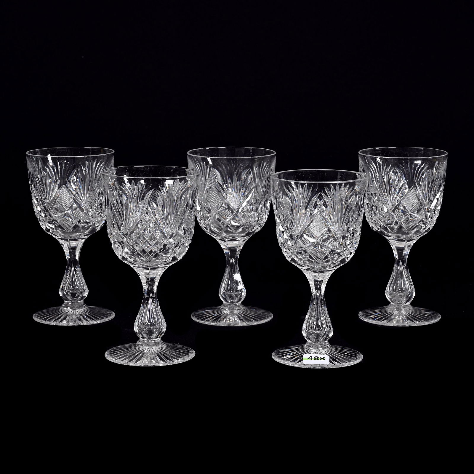 (5) Goblets, American Brilliant Cut Glass, Princess Pattern By Libbey (1 of 3)