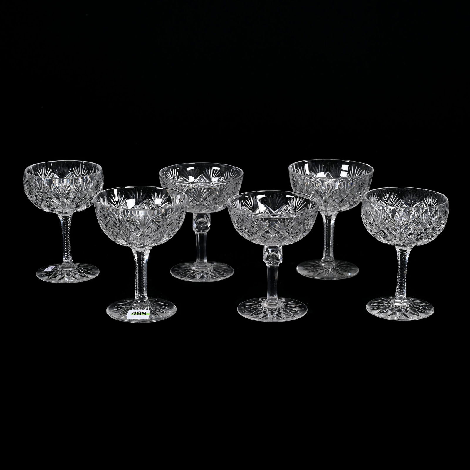 (6) Champagne Stems, American Brilliant Cut Glass (1 of 3)