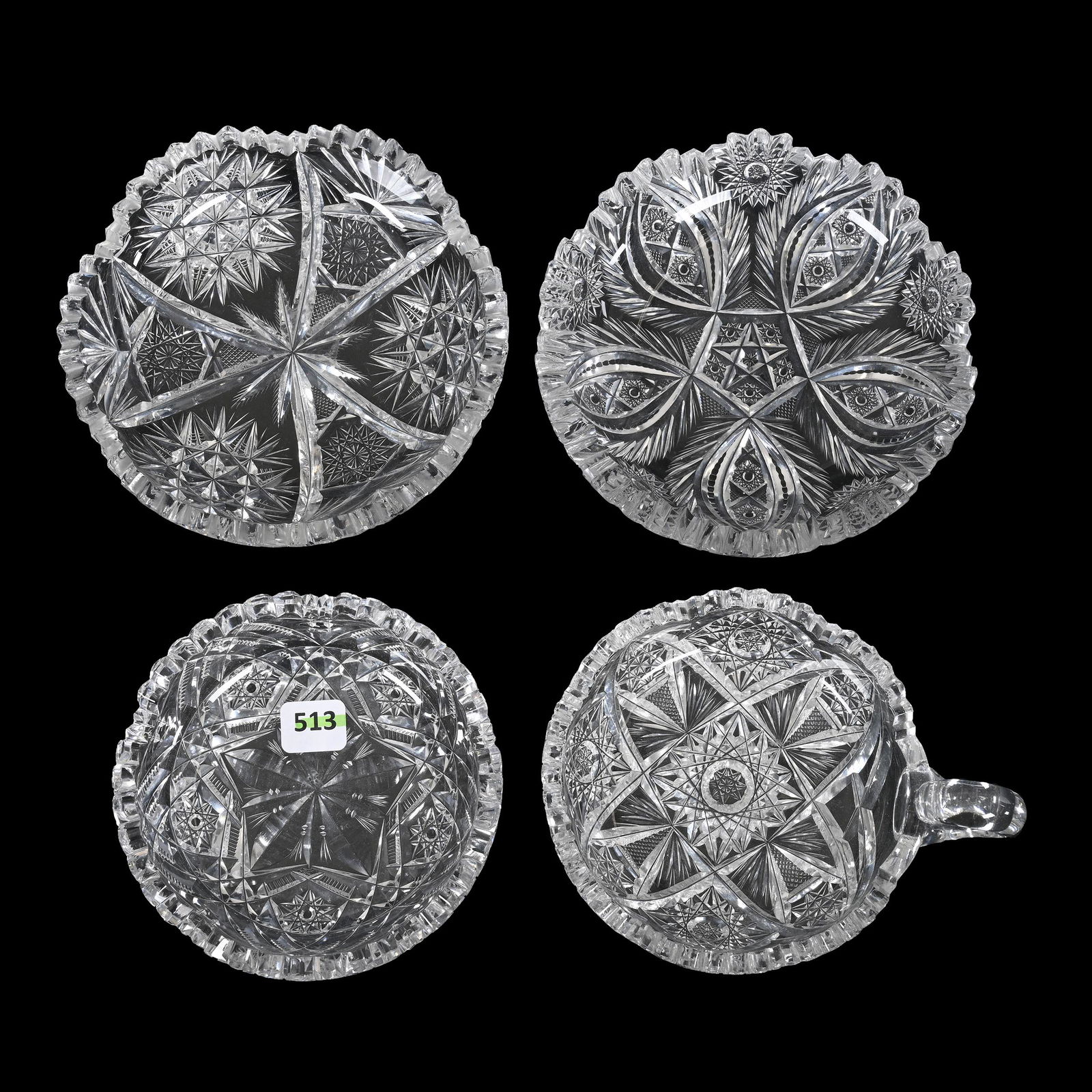 (4) American Brilliant Cut Glass Nappies (1 of 3)