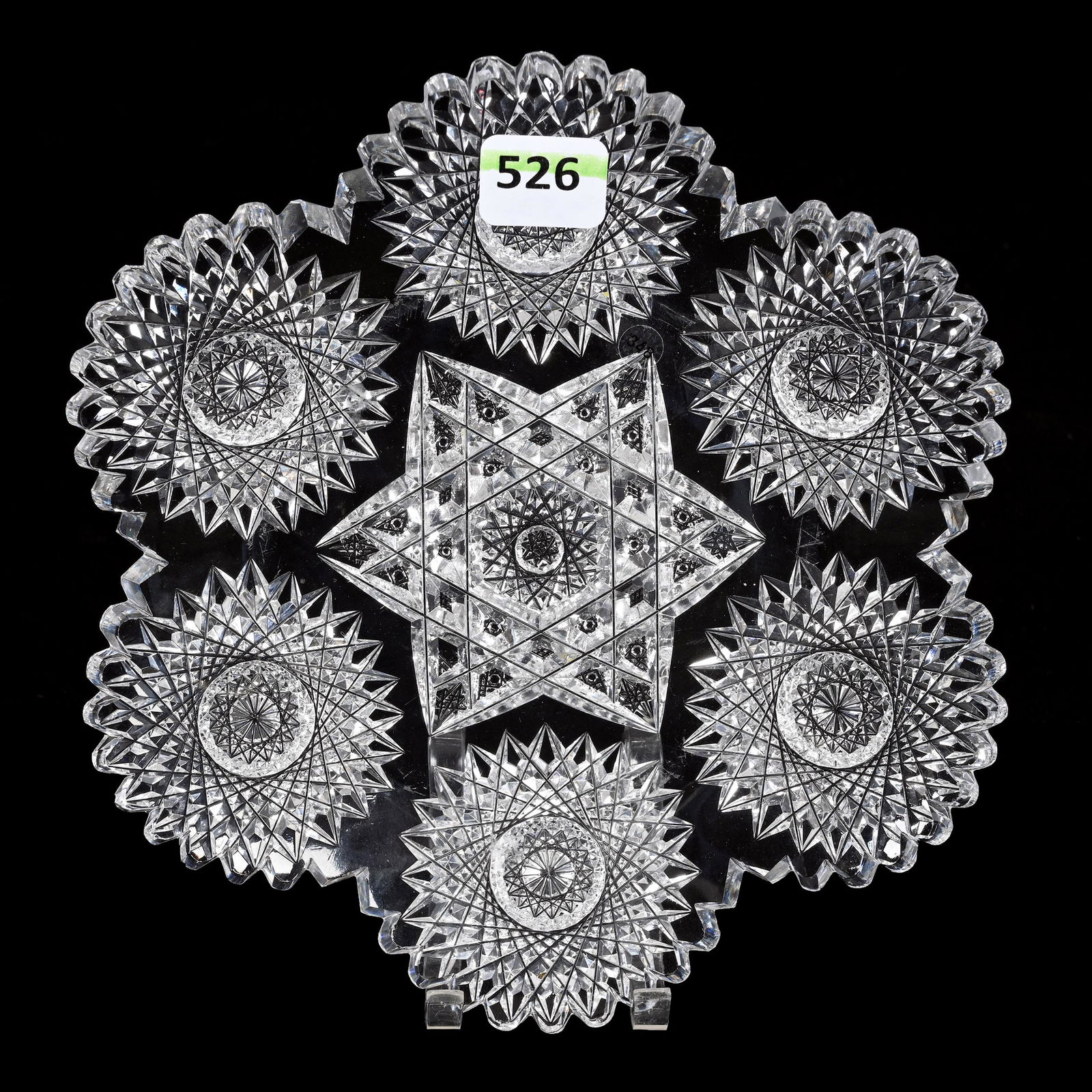 Plate, American Brilliant Cut Glass, Star Pattern By Meriden (1 of 2)