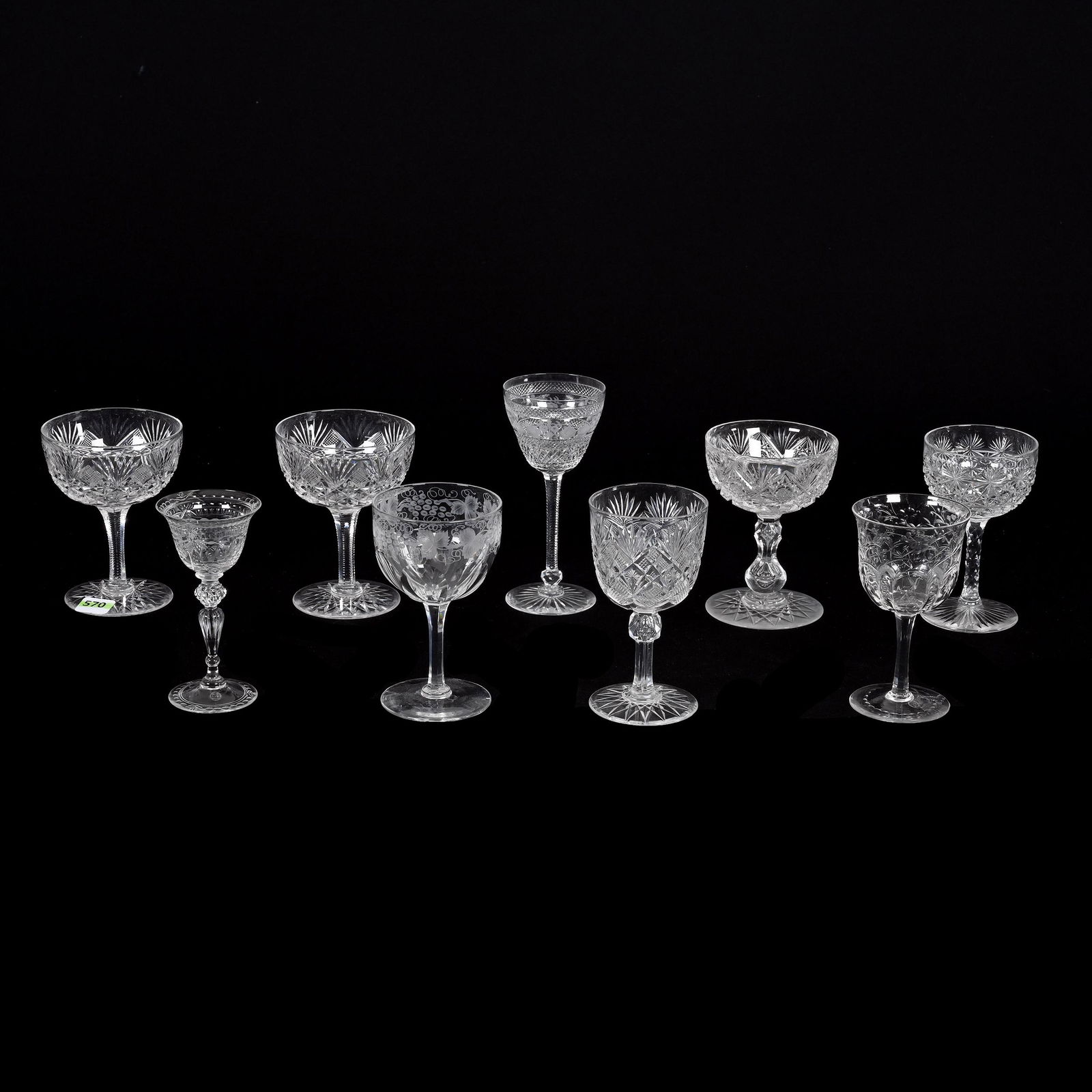 (9) American Brilliant Cut Glass Stems (1 of 3)
