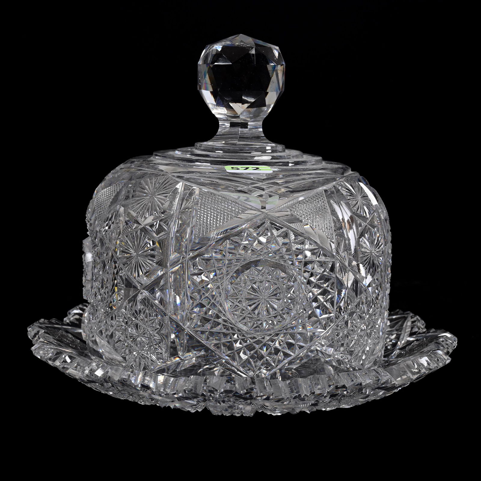 Covered Cheese Dish, American Brilliant Cut Glass, Genoa Pattern By Clark (1 of 4)