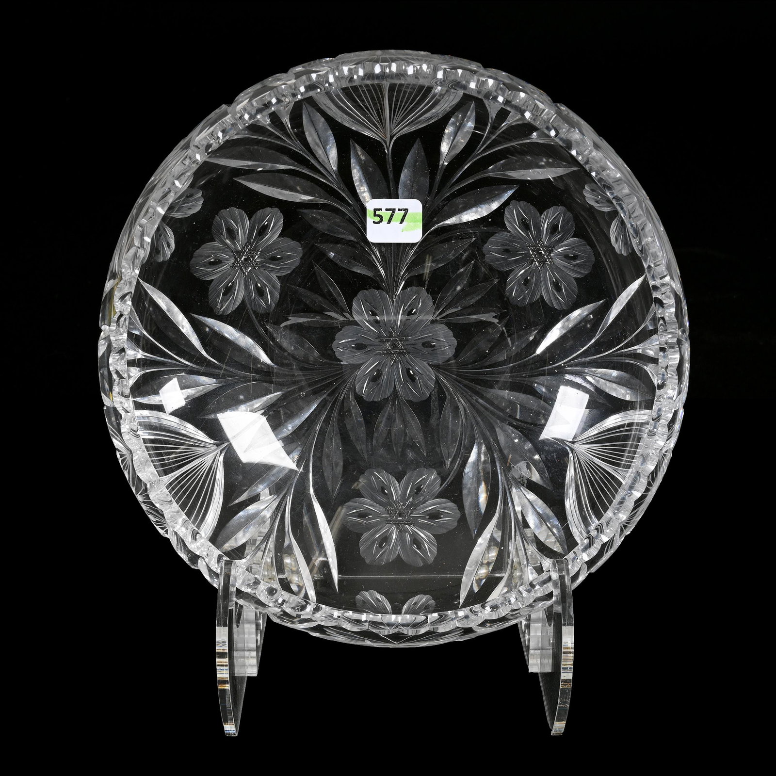 Rolled Rim Bowl, American Brilliant Cut Glass, Murillo Pattern By Pairpoint: Rolled Rim Bowl, American Brilliant Cut Glass, Murillo Pattern By Pairpoint, 2.75” x 9", Patricia Finley Collection