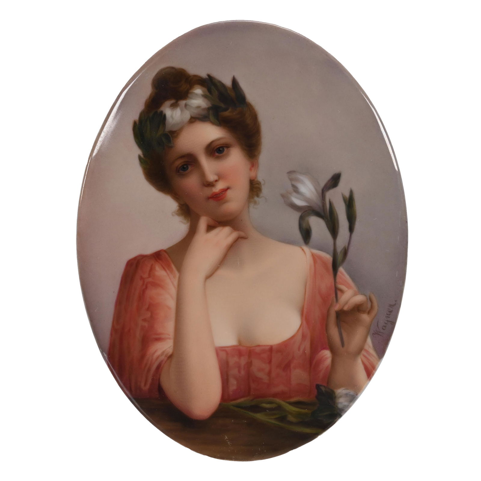 Porcelain Plaque, Unmarked, Hand Painted (1 of 3)