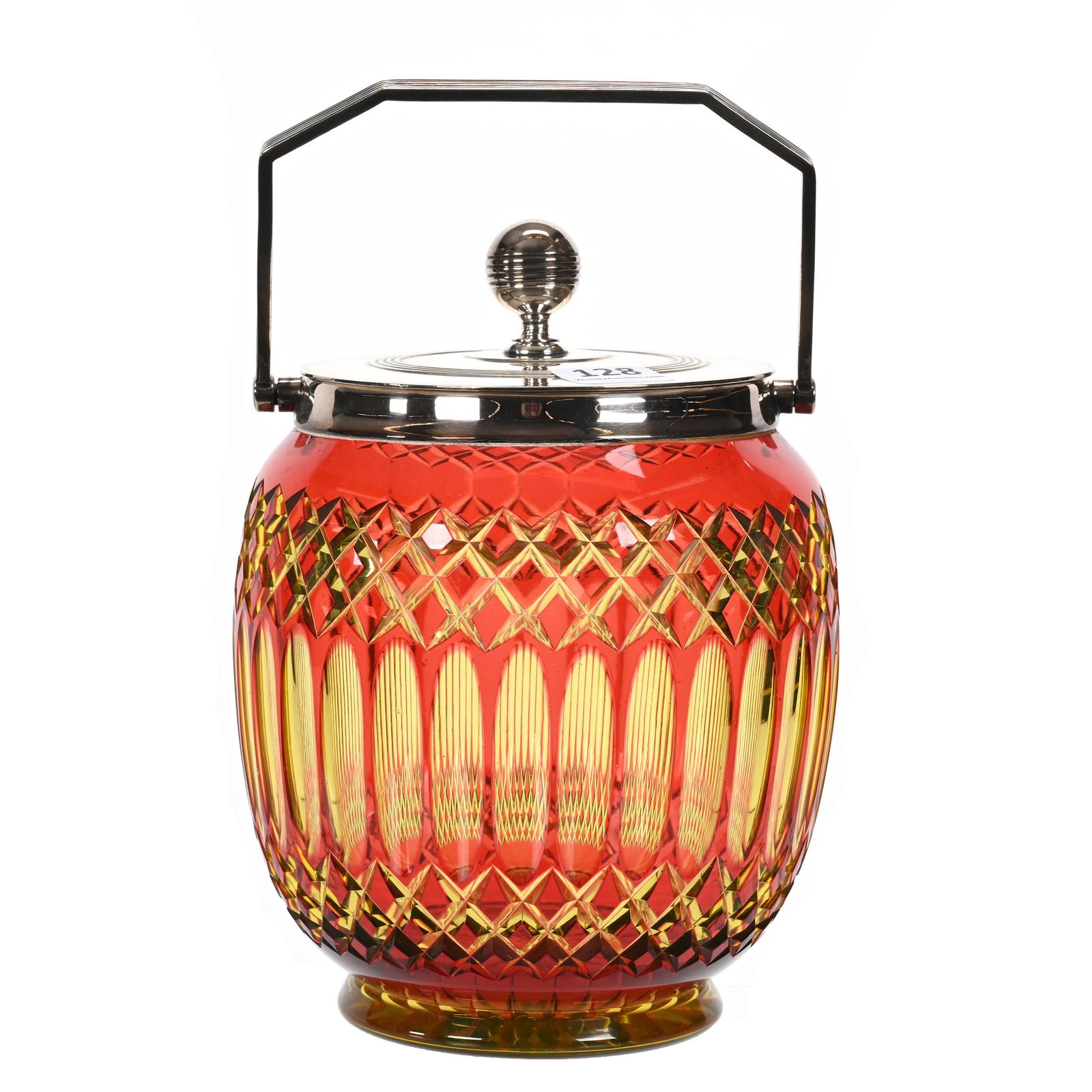 Biscuit Jar, BPCG, Cranberry Cut To Vaseline (1 of 4)