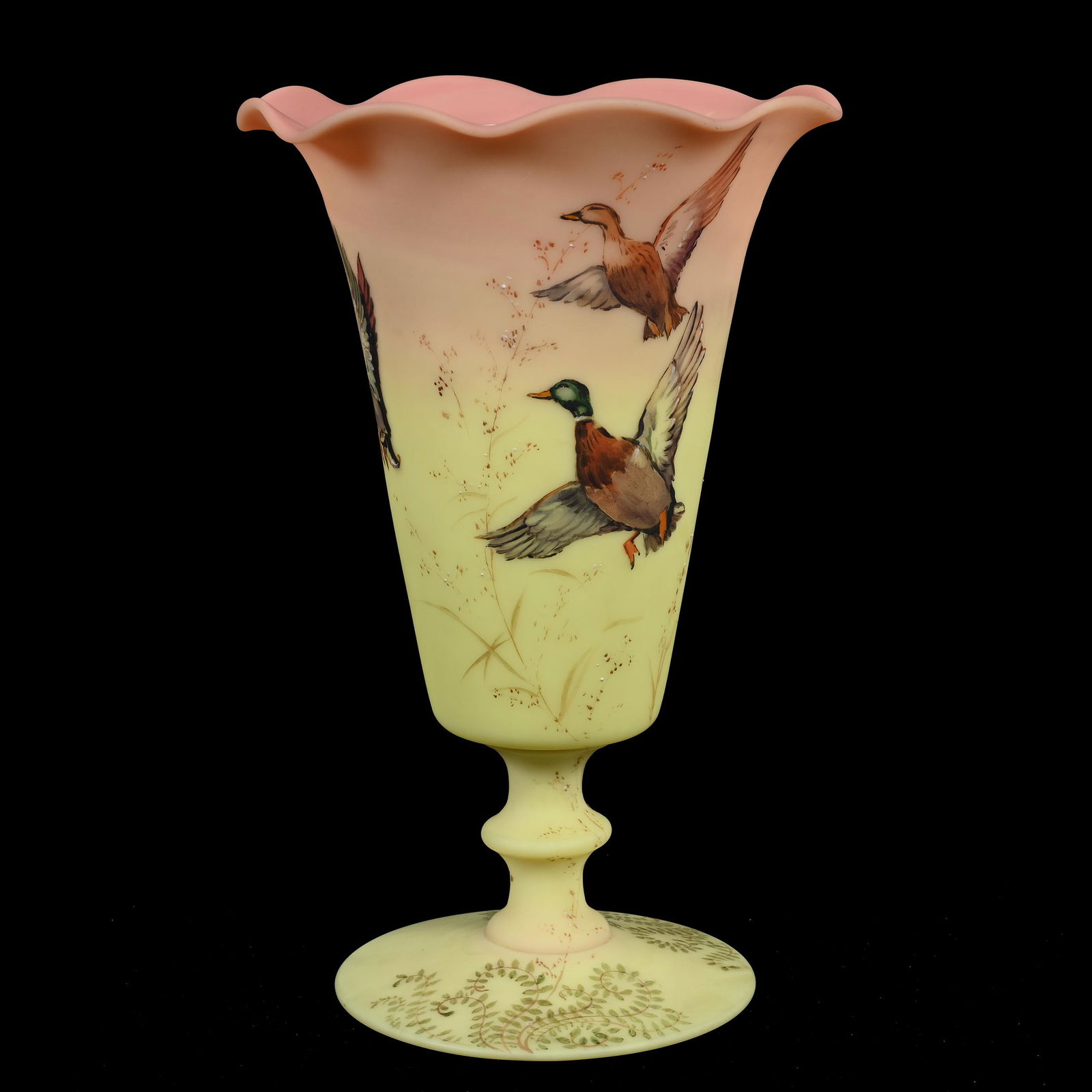 Chalice Vase, Decorated Burmese By Mt. Washington (1 of 3)