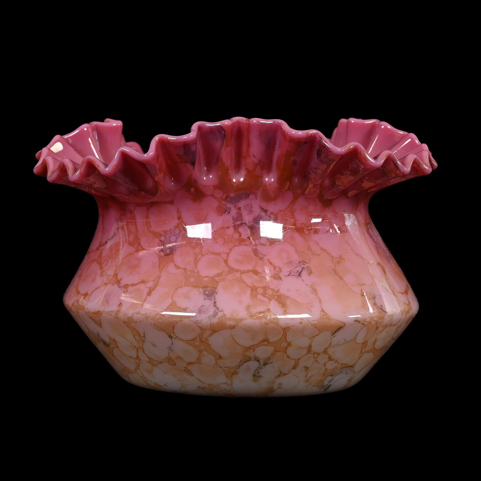 Ruffled Bowl, Pink Agata Art Glass By New England (1 of 4)