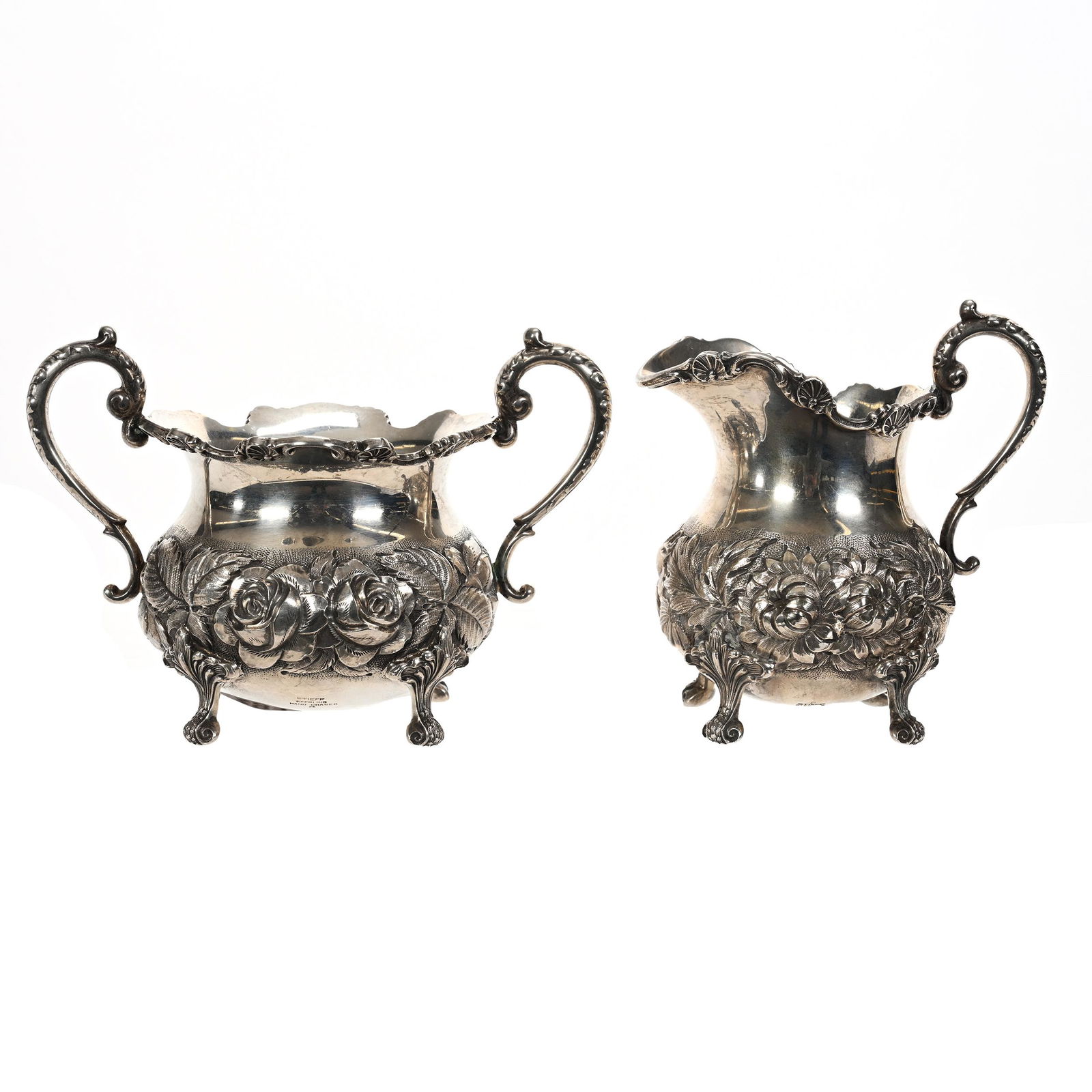 Creamer & Sugar Set, Solid Sterling Marked Stieff (1 of 5)