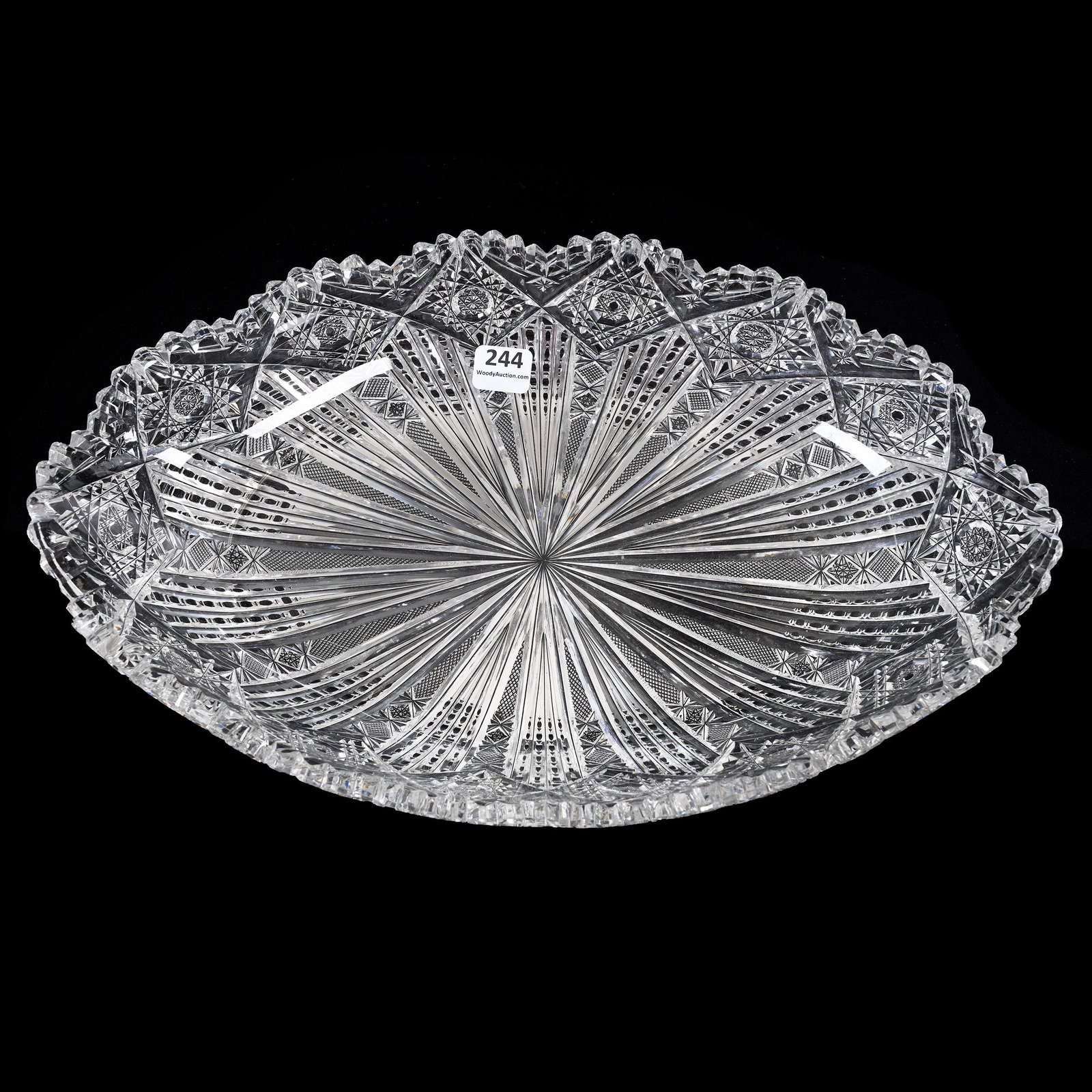 Ice Cream Tray, ABCG, Hobart Pattern By Unger Brothers: Ice Cream Tray, American Brilliant Cut Glass, Hobart Pattern By Unger Brothers, 14" x 8.75", Exactly As Featured In ACGA Unger Brothers Catalog Reprint, Tooth Chip, Estate Of Dr. Barry and Dee Free.