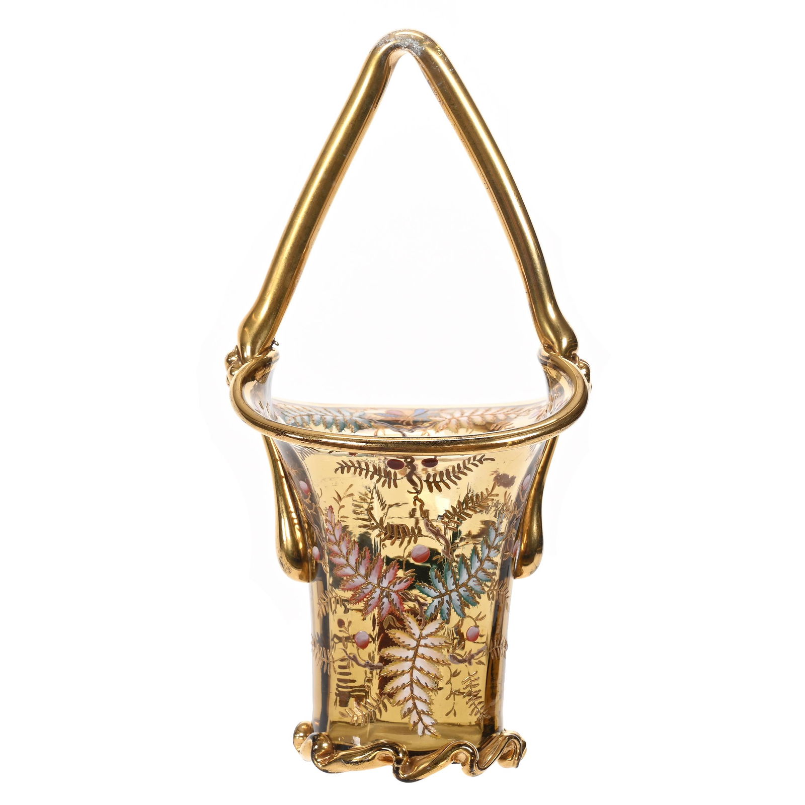 Basket, Unmarked Moser Art Glass, Amber Color (1 of 3)