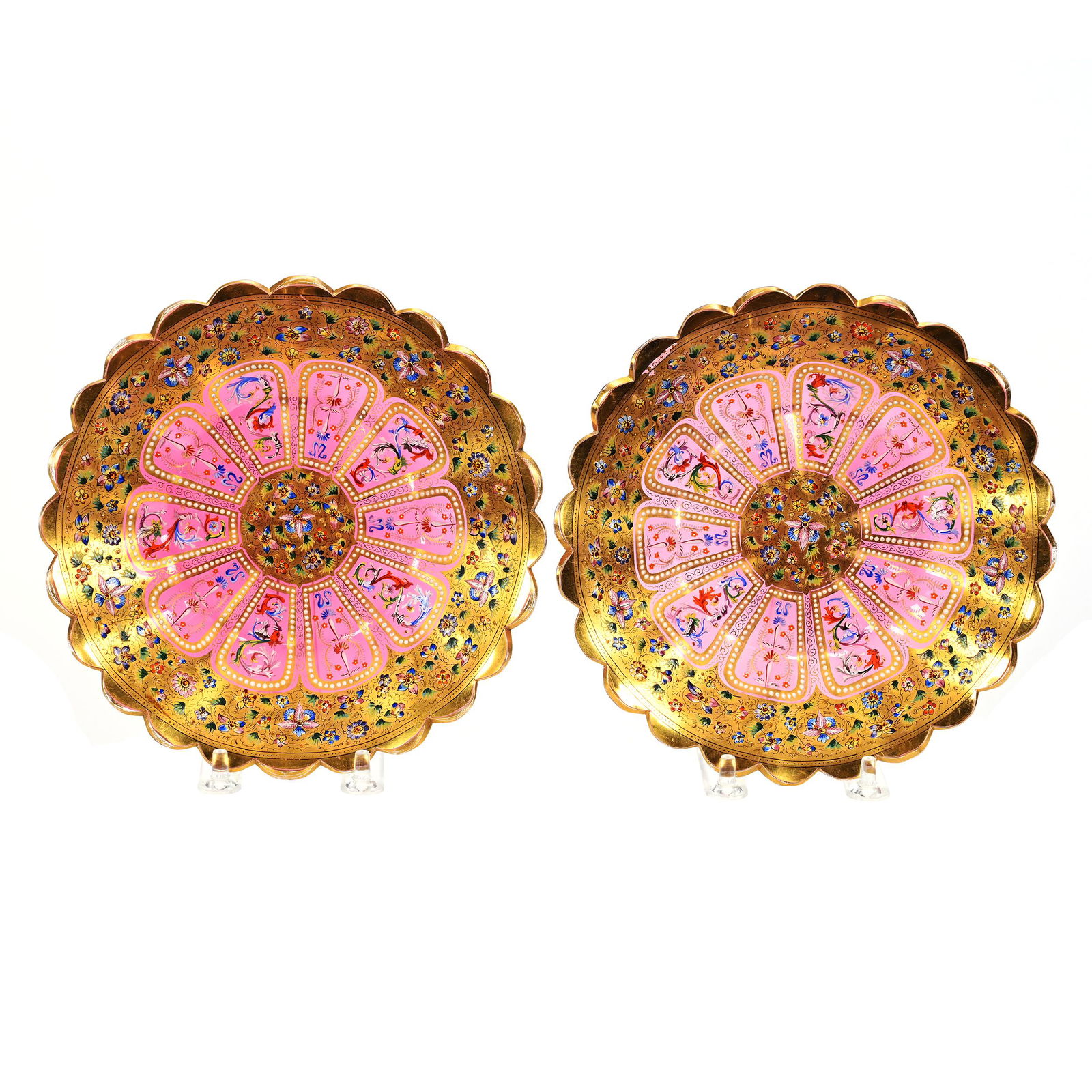 Pair Plates, Unmarked Moser Style Cranberry (1 of 2)