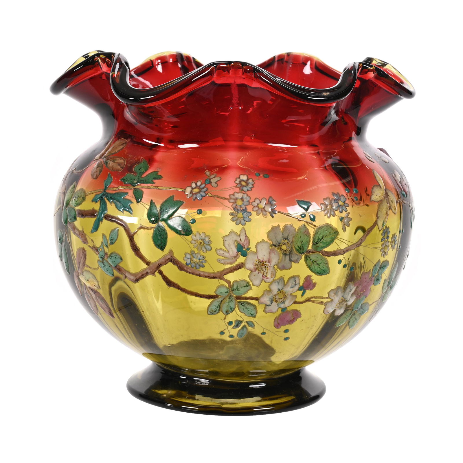 Vase, Rubina Verde Art Glass, Decorated (1 of 3)