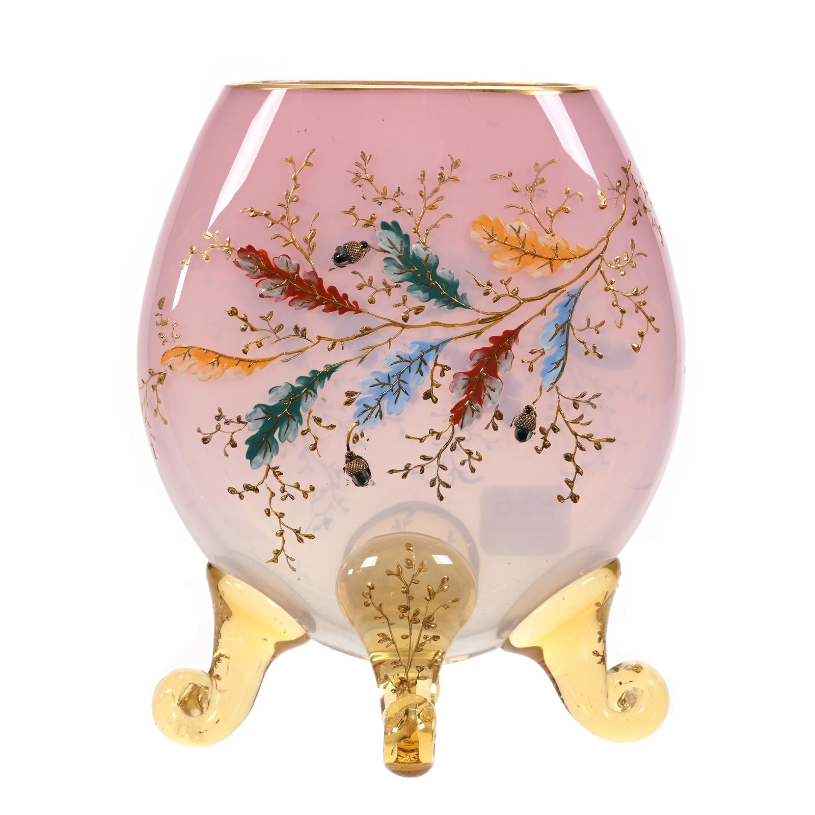 Vase, Footed, Unmarked Moser Art Glass (1 of 3)