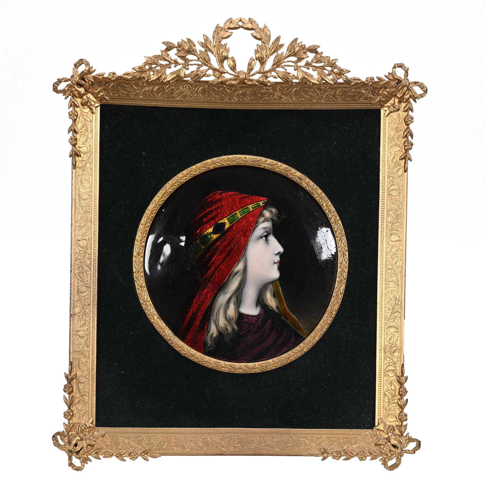 Round Medallion Portrait, French Enamel (1 of 2)