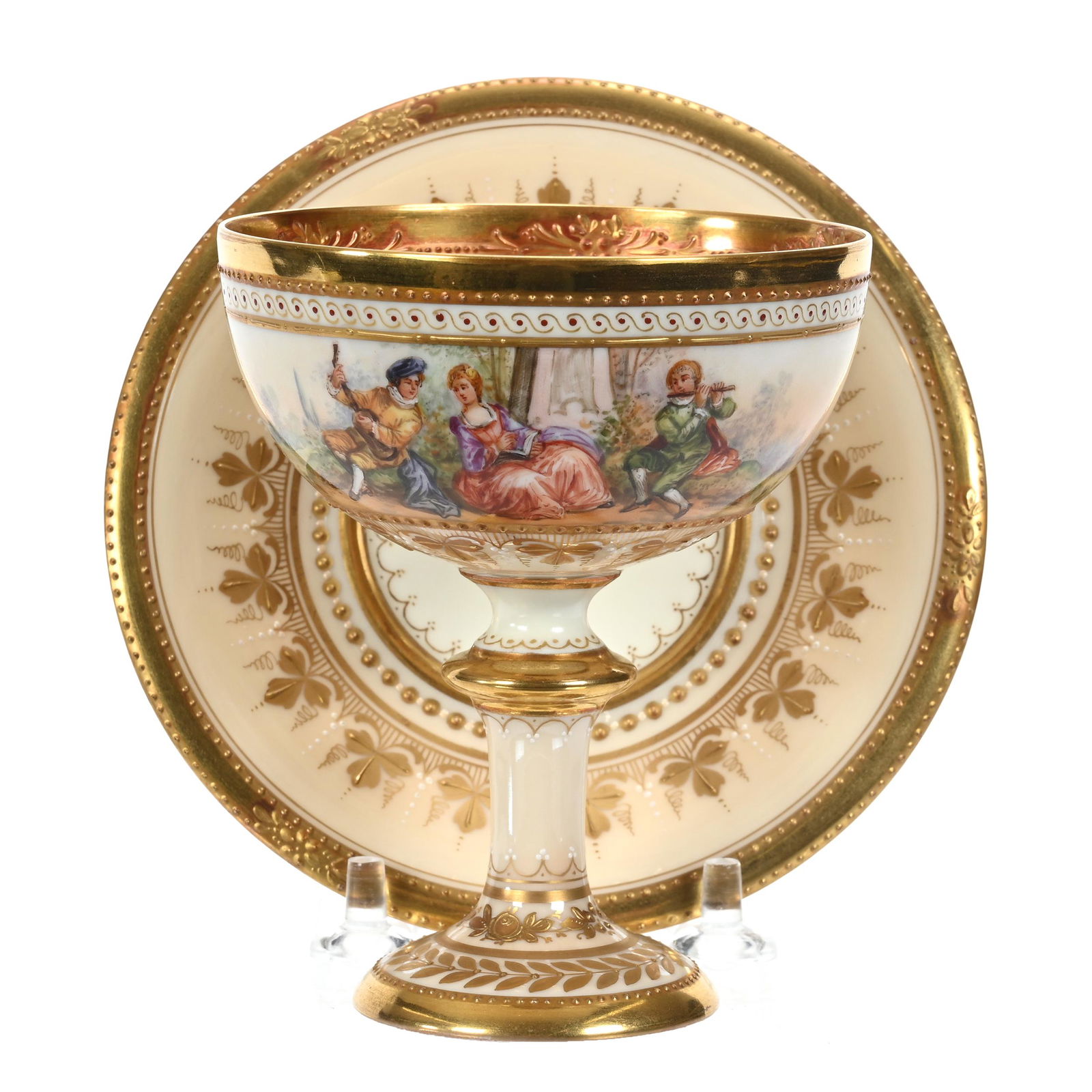 Pedestal Cup & Saucer Marked Dresden (1 of 4)