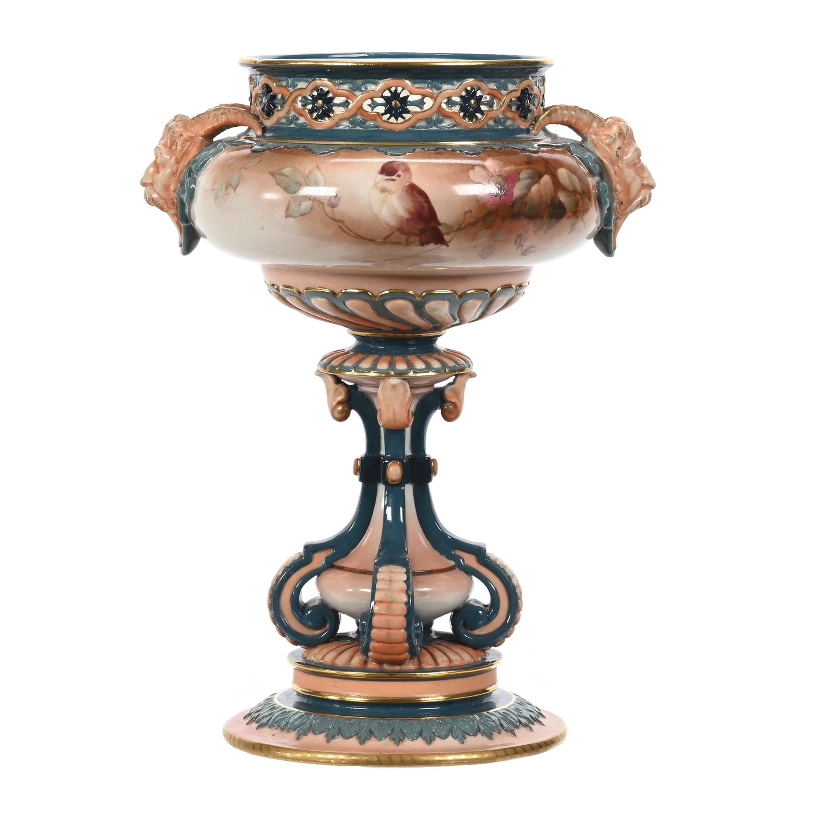 Pedestal Urn Marked Hadley's Faience Worcester (1 of 3)