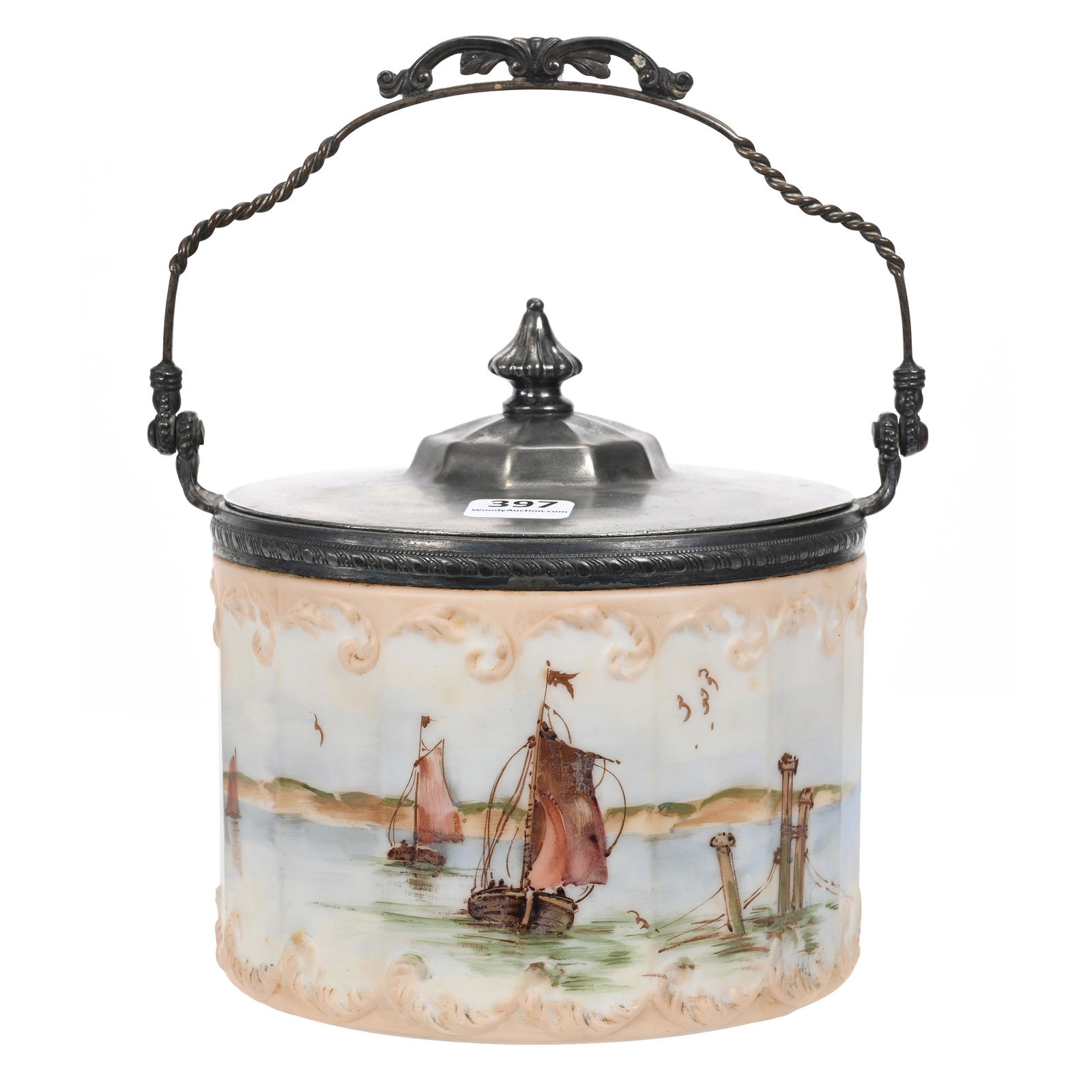 Biscuit Jar, Unmarked Pairpoint Art Glass (1 of 3)