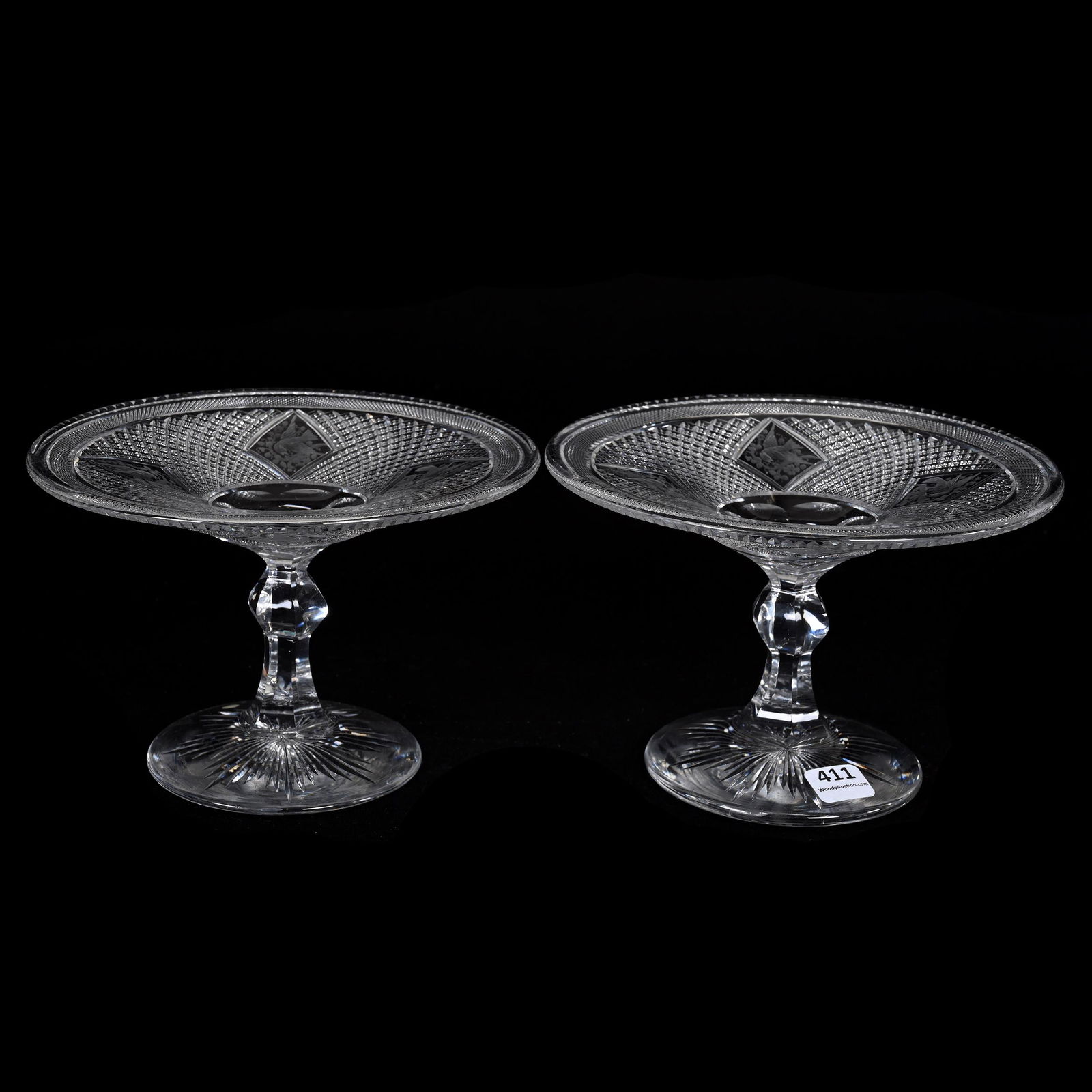 (2) Tazza Compotes, ABCG, Signed Hawkes Cardinal Pattern (1 of 3)