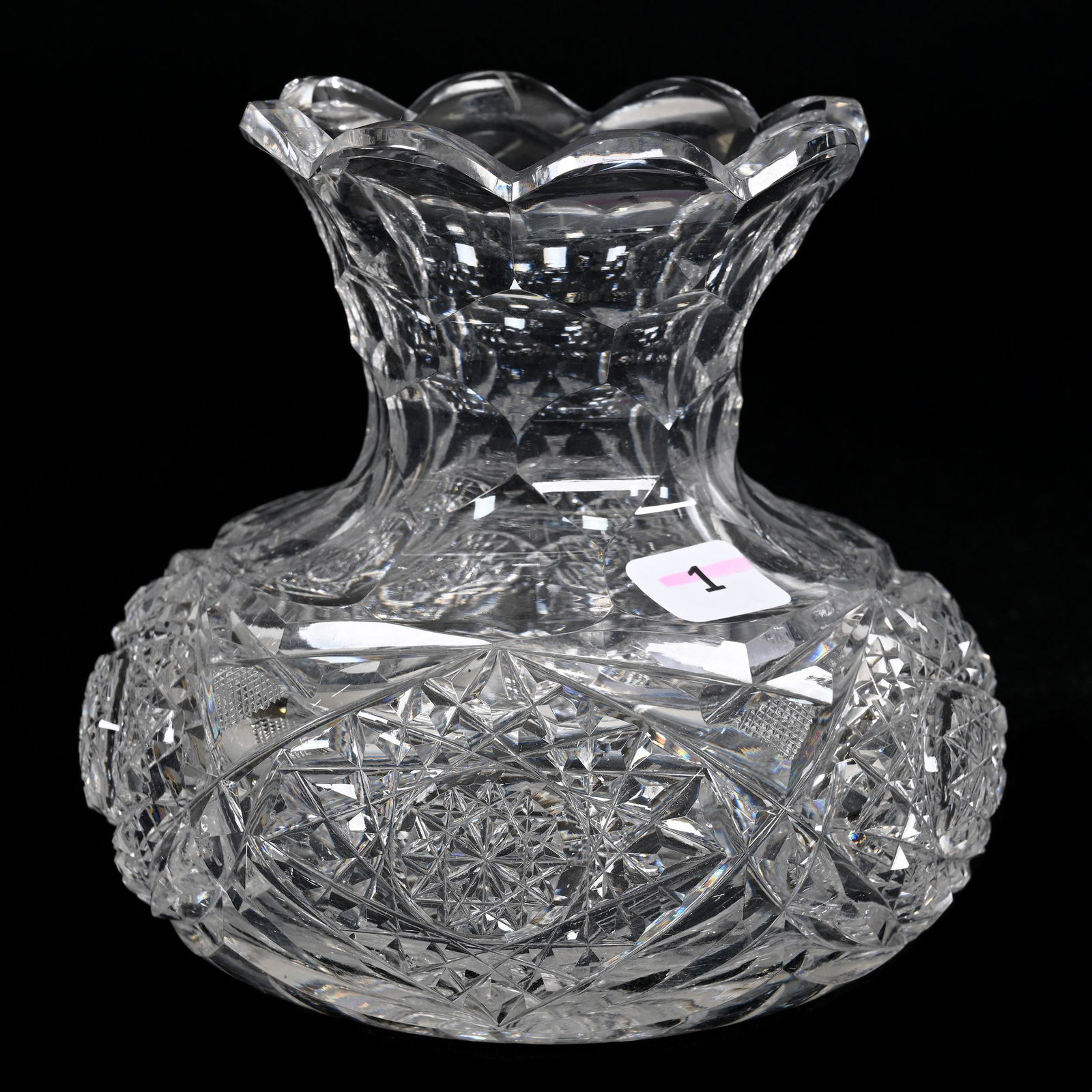 Flower Center, American Brilliant Cut Glass, Signed Egginton Creswick Pattern (1 of 3)