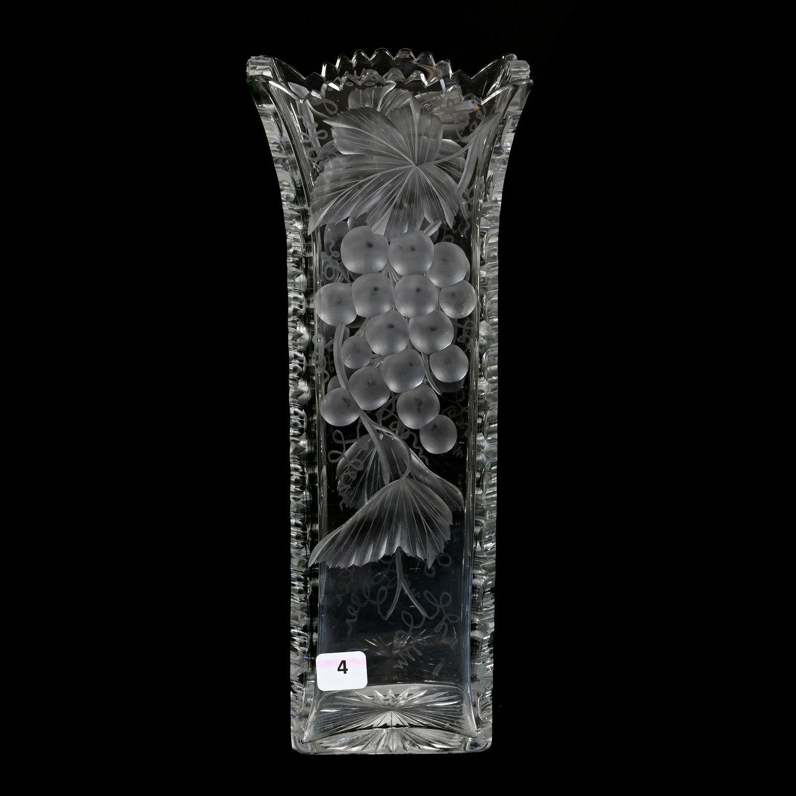 Square Vase, American Brilliant Cut Glass, Signed Tuthill Vintage Pattern (1 of 3)