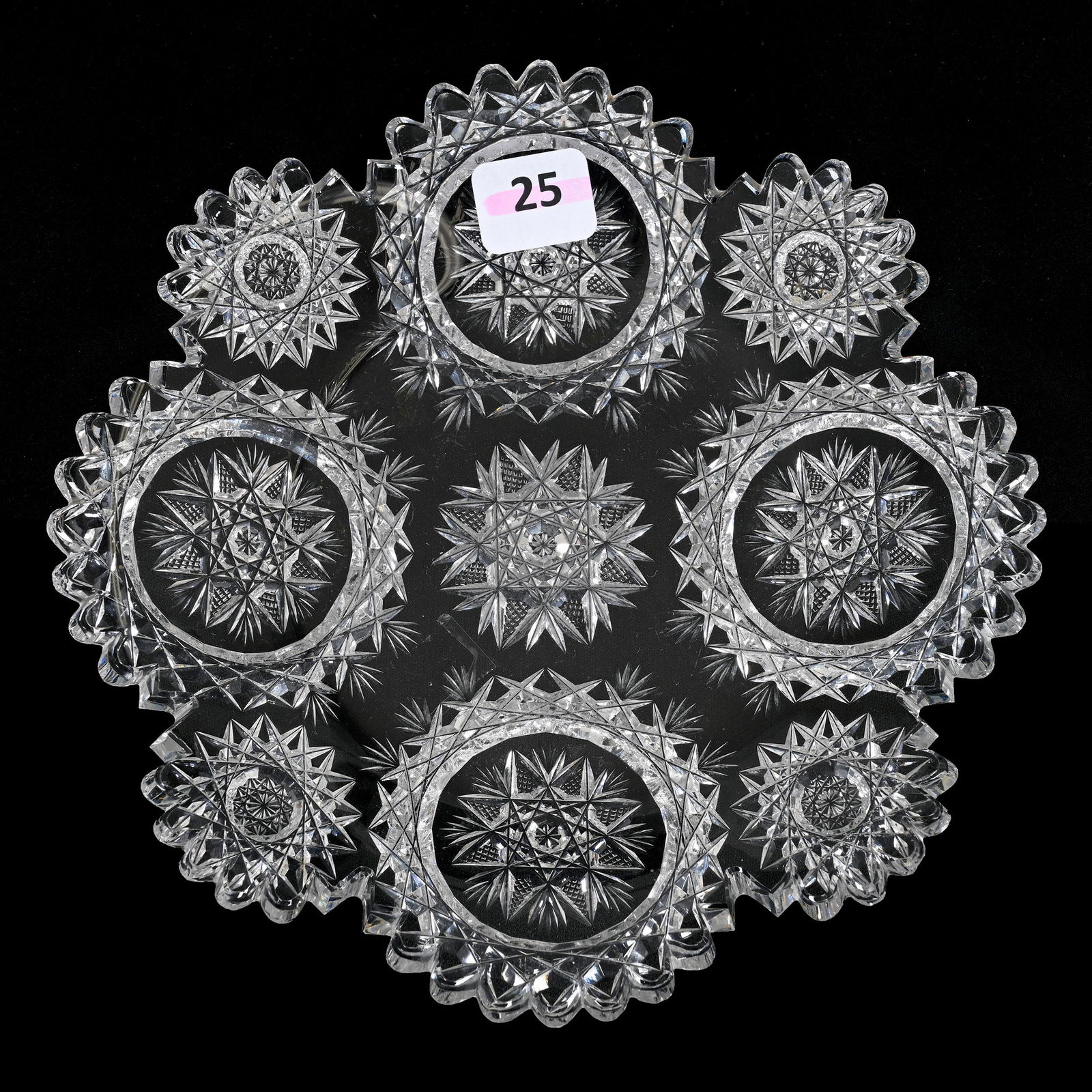 Plate, American Brilliant Cut Glass, Signed Sinclaire Rare Saturn Pattern (1 of 2)