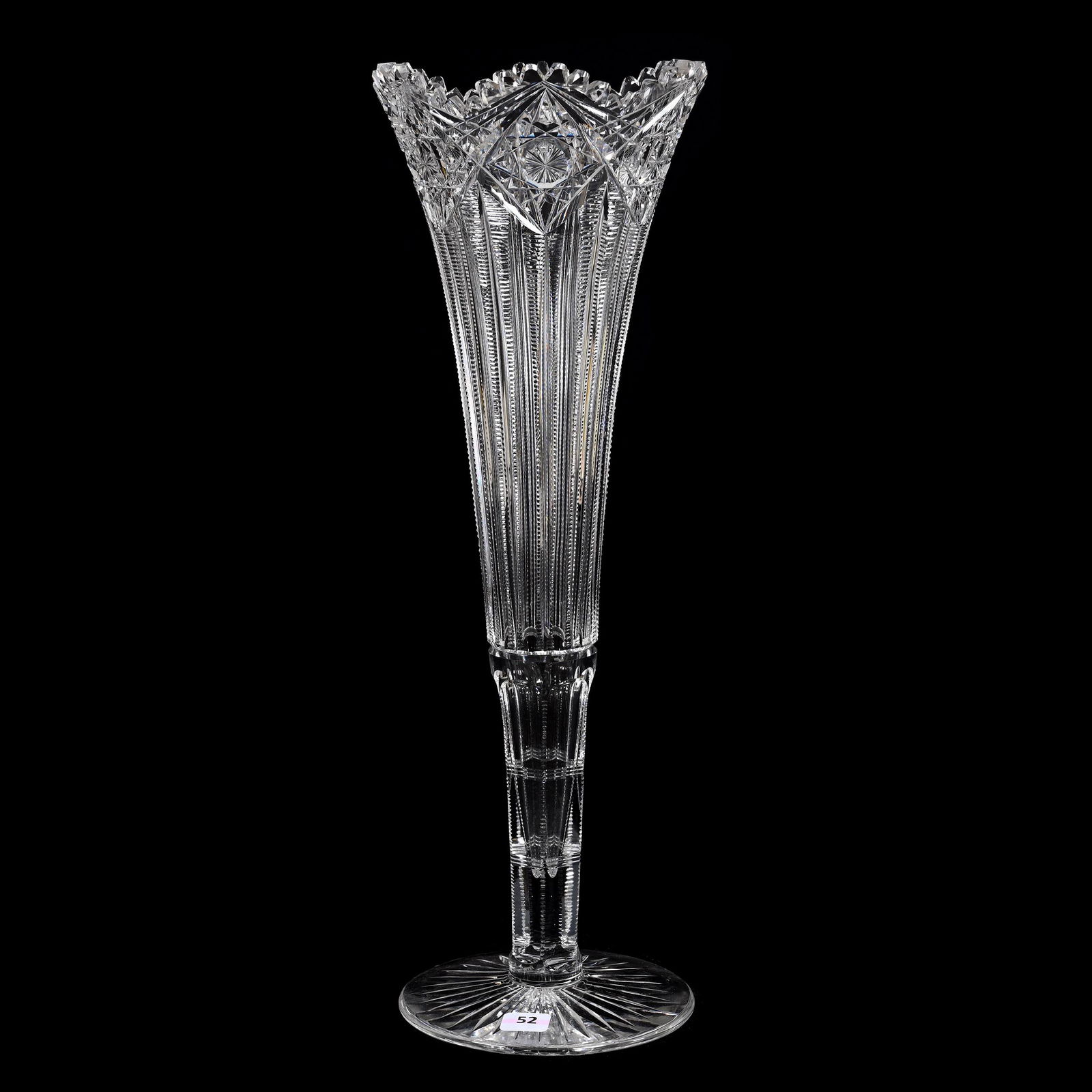 Trumpet Vase, American Brilliant Cut Glass, Hindoo Pattern By J. Hoare (1 of 3)
