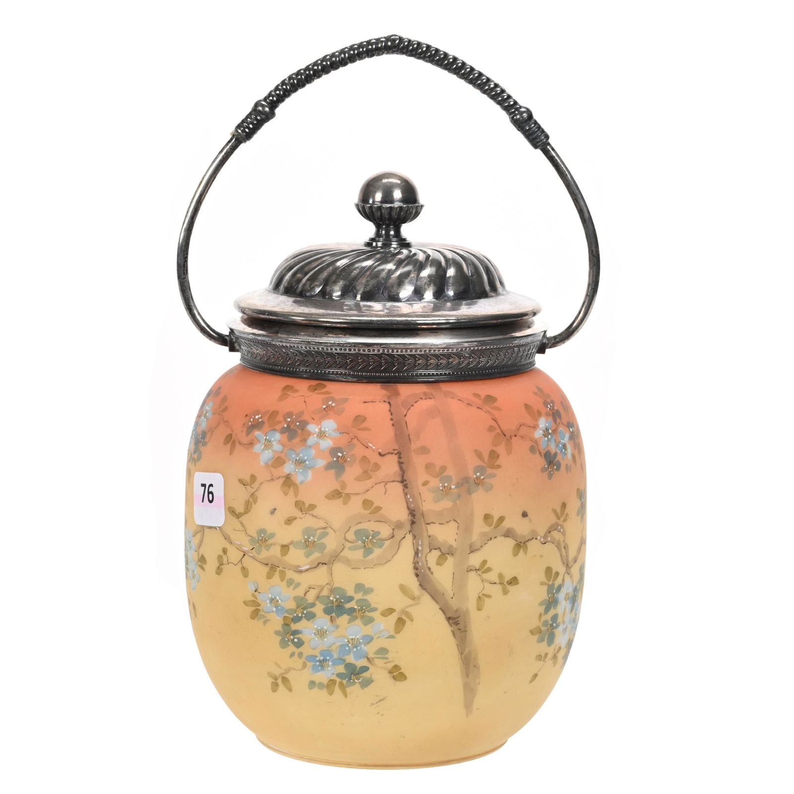 Biscuit Jar, Mt. Washington Decorated Burmese Opalware (1 of 3)