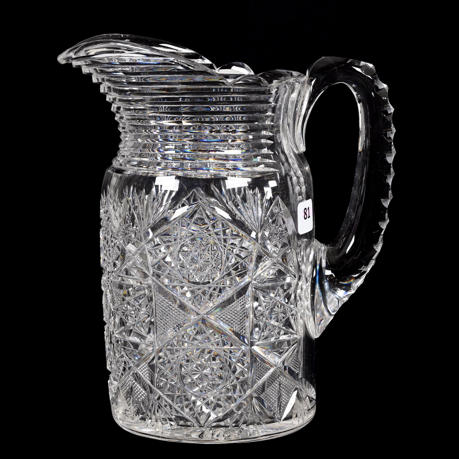 Pitcher, American Brilliant Cut Glass, Monarch Pattern By J. Hoare (1 of 4)