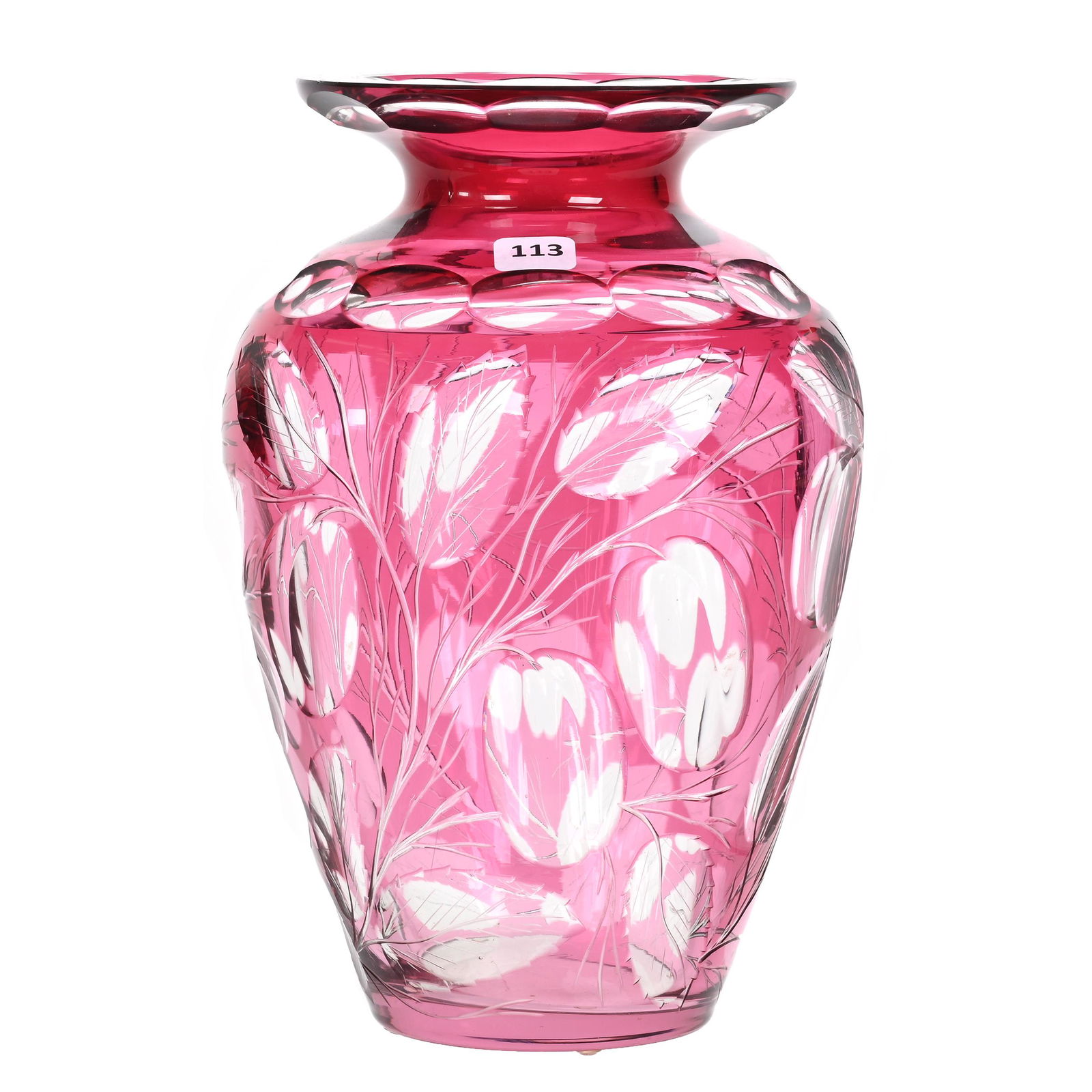 Vase, BPCG, Cranberry Cut To Clear (1 of 3)