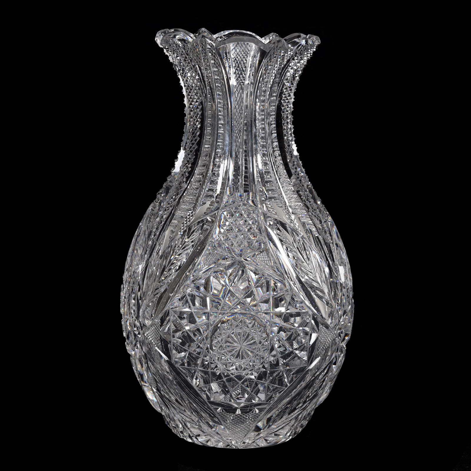 Vase, American Brilliant Cut Glass, Bowling Pin Form (1 of 3)