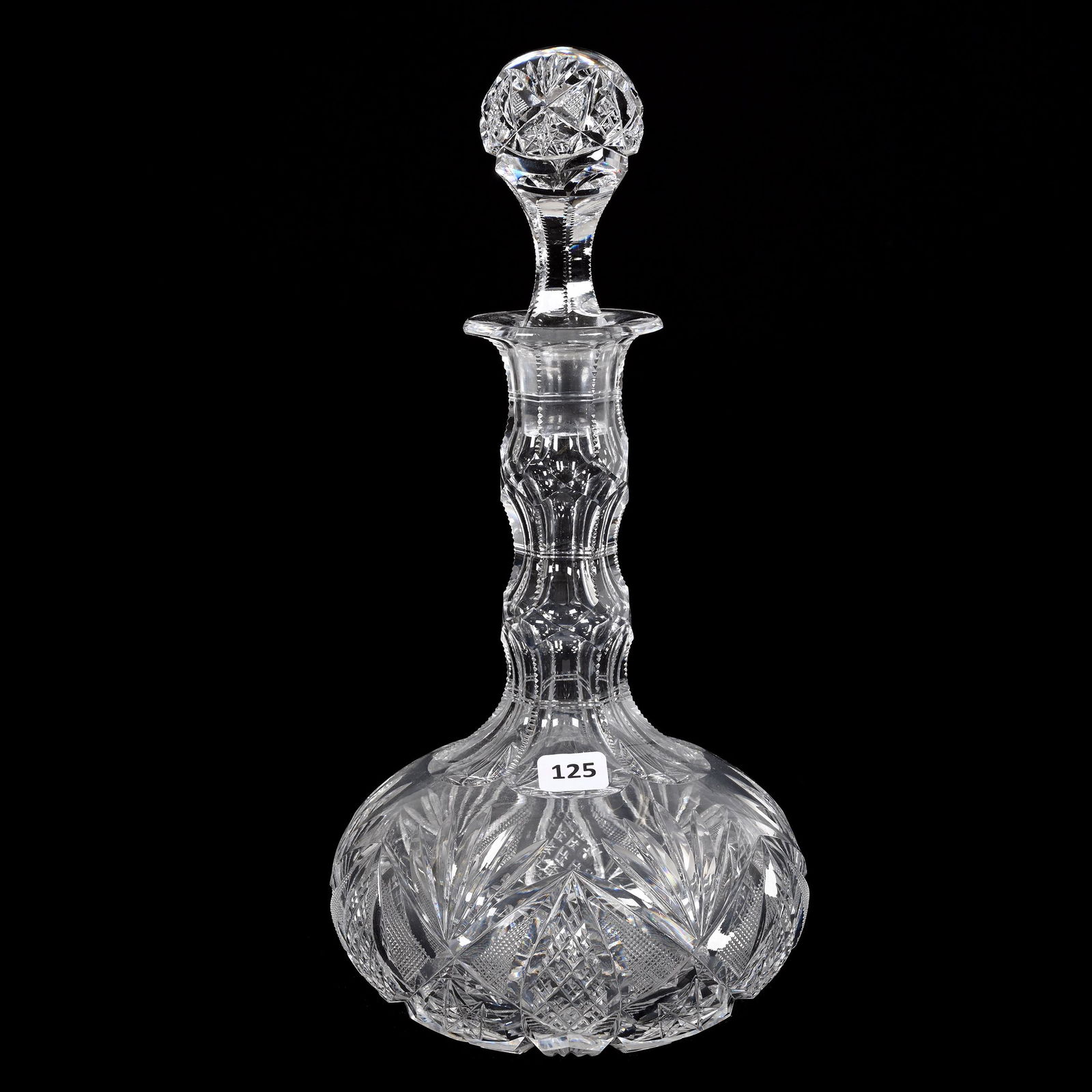 Decanter, American Brilliant Cut Glass, Double Goose Neck (1 of 3)