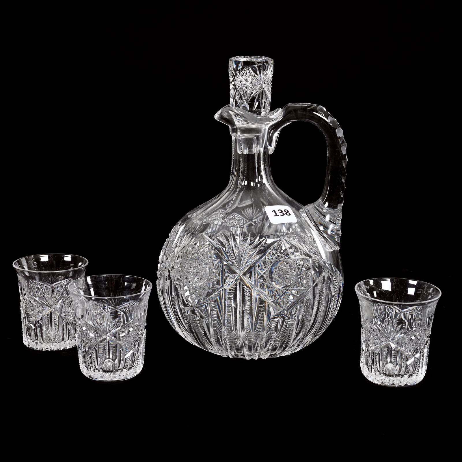 Whiskey Set, American Brilliant Cut Glass, Hindoo Pattern By J. Hoare (1 of 3)
