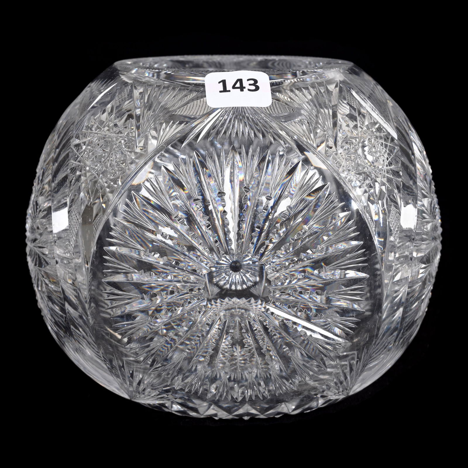 Rose Bowl, American Brilliant Cut Glass, Sunburst Pattern (1 of 5)