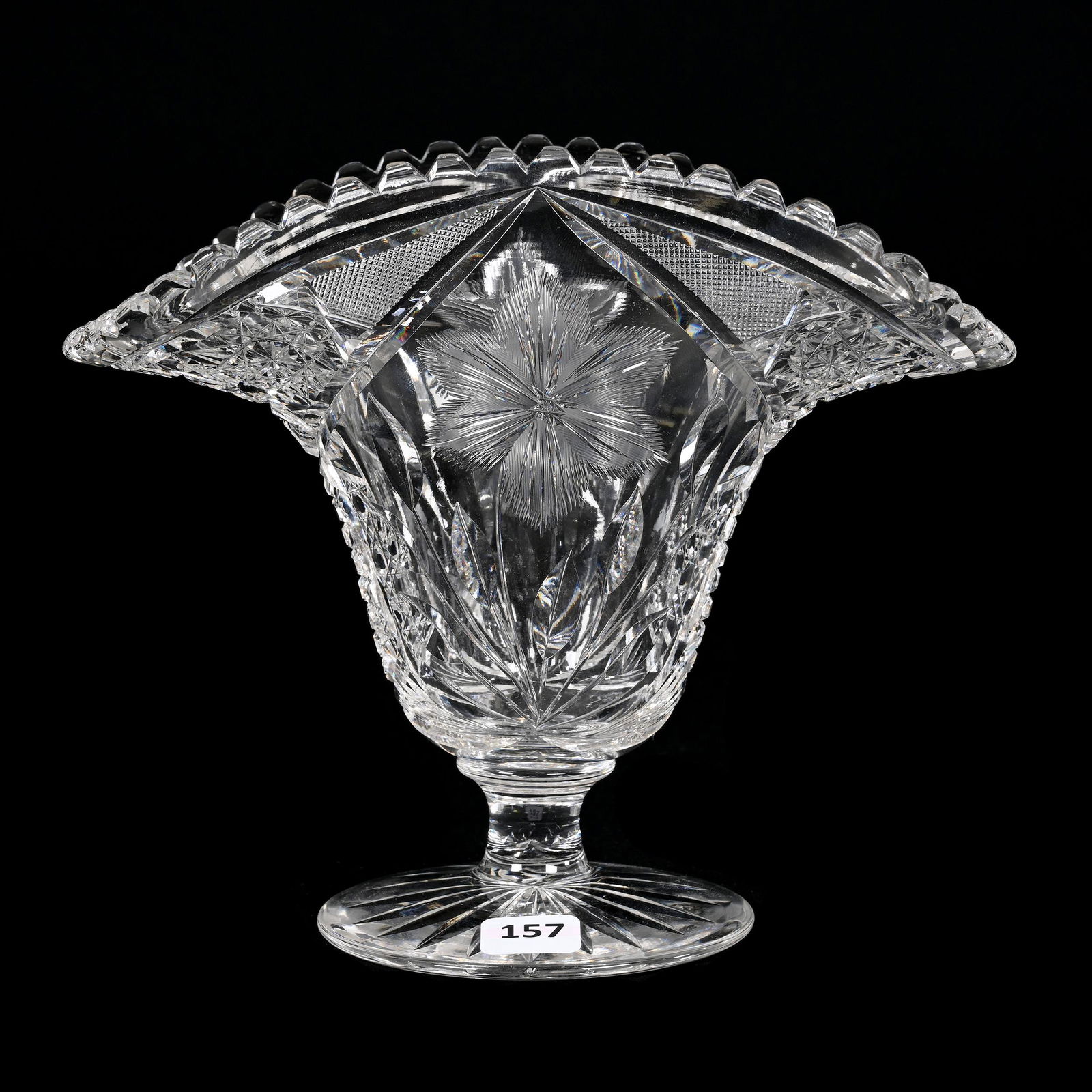 Pedestal Fan Vase, American Brilliant Cut Glass (1 of 3)