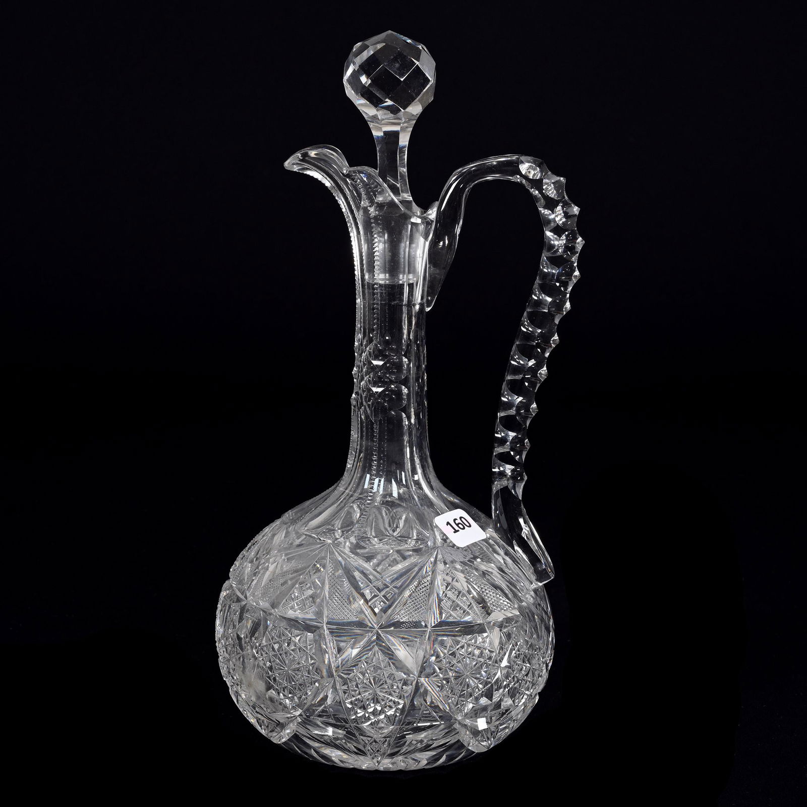 Handled Decanter, American Brilliant Cut Glass, Star Rosetta Pattern (1 of 3)